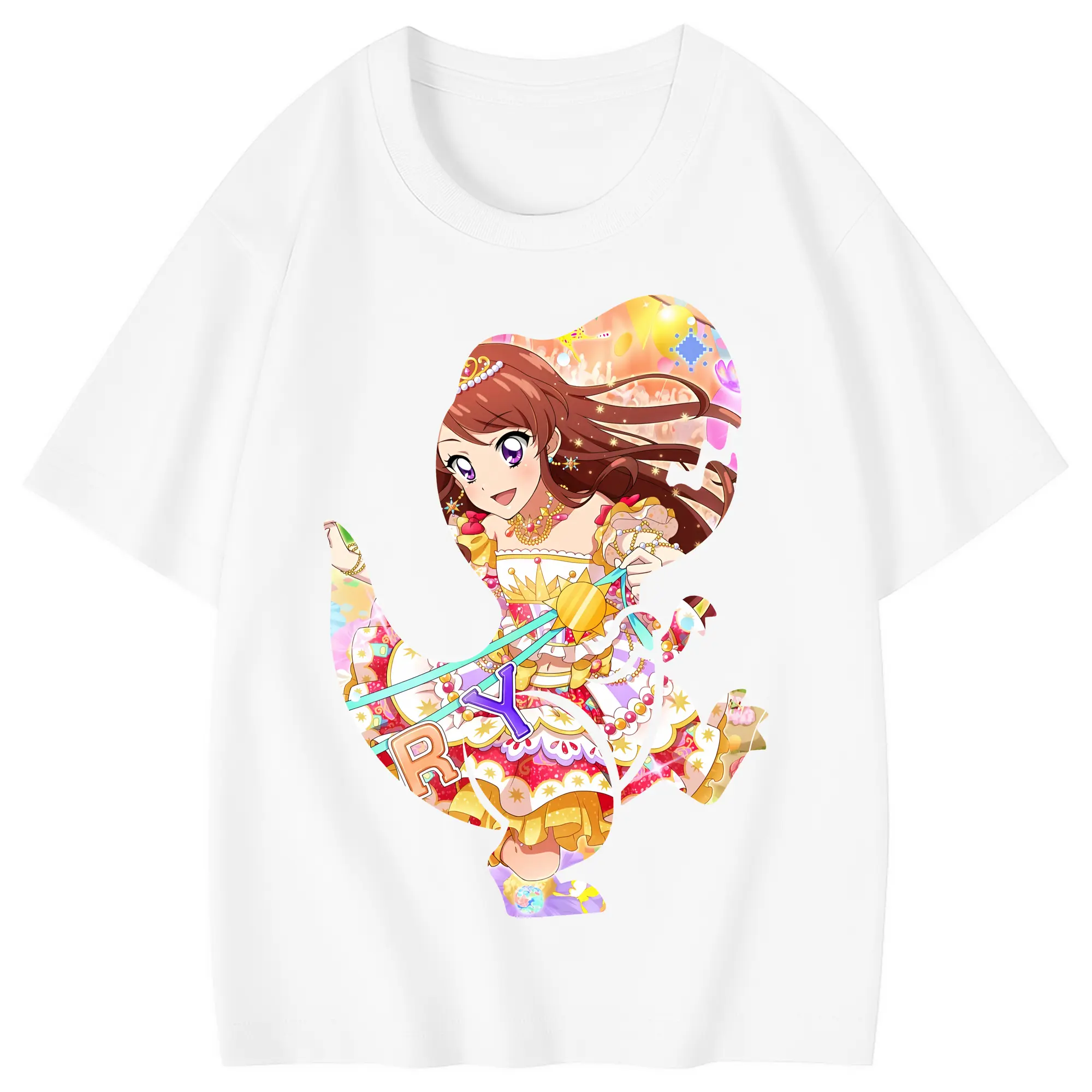 アイカツ グッズ 紫吹 蘭 - 綿100％ キッズTシャツ ・ フロントプリント ・ 快適 通気性 ・ スポーツ カジュアル 散歩用
