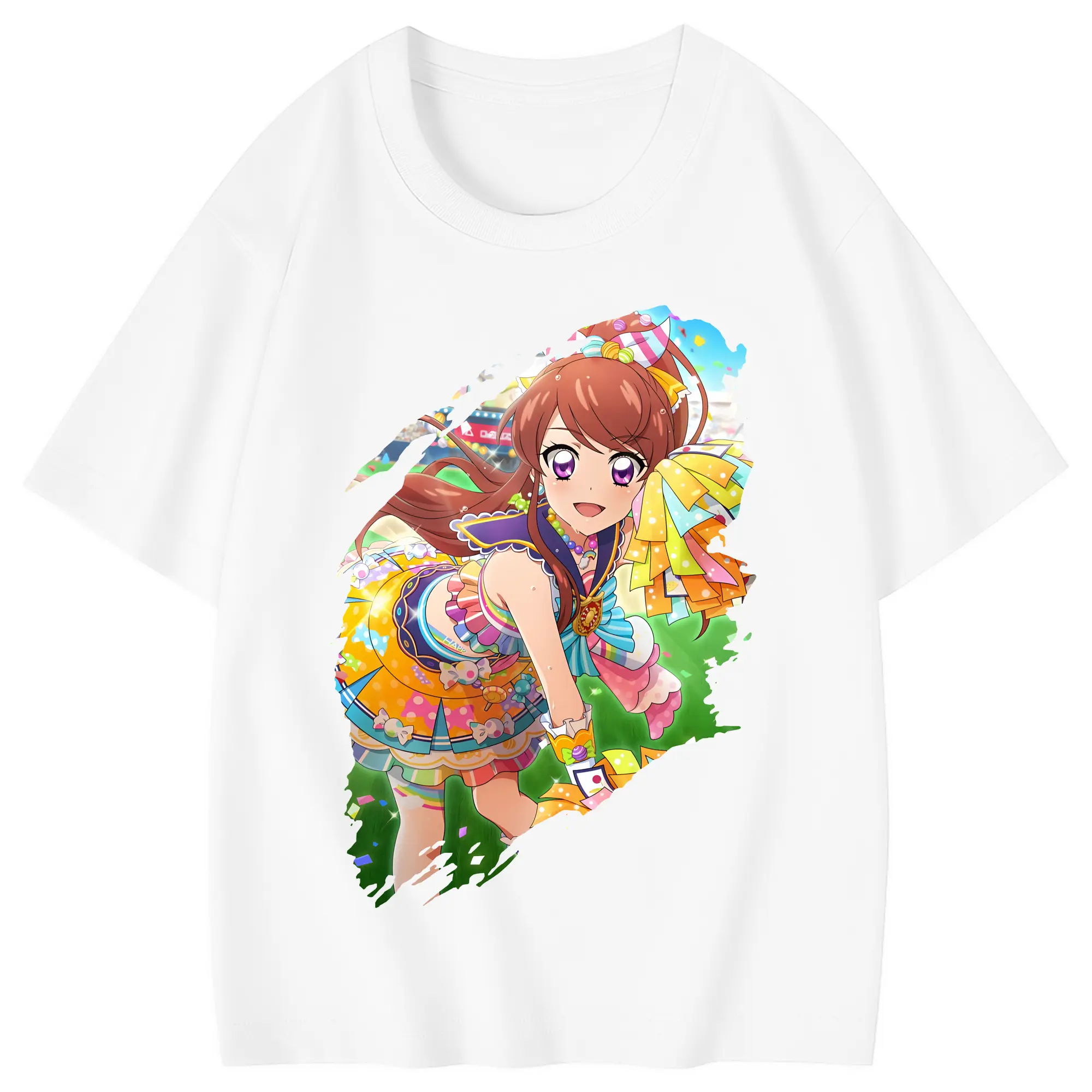 アイカツ グッズ 紫吹 蘭 - 綿100％ キッズTシャツ ・ フロントプリント ・ 快適 通気性 ・ スポーツ カジュアル 散歩用