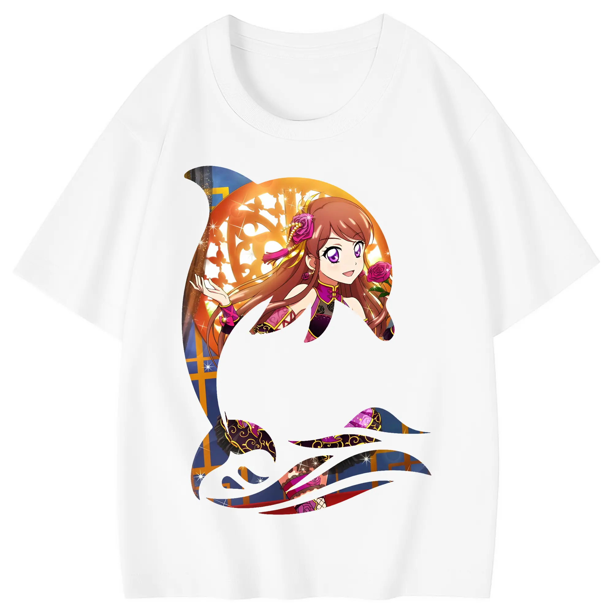 アイカツ グッズ 紫吹 蘭 - 綿100％ キッズTシャツ ・ フロントプリント ・ 快適 通気性 ・ スポーツ カジュアル 散歩用