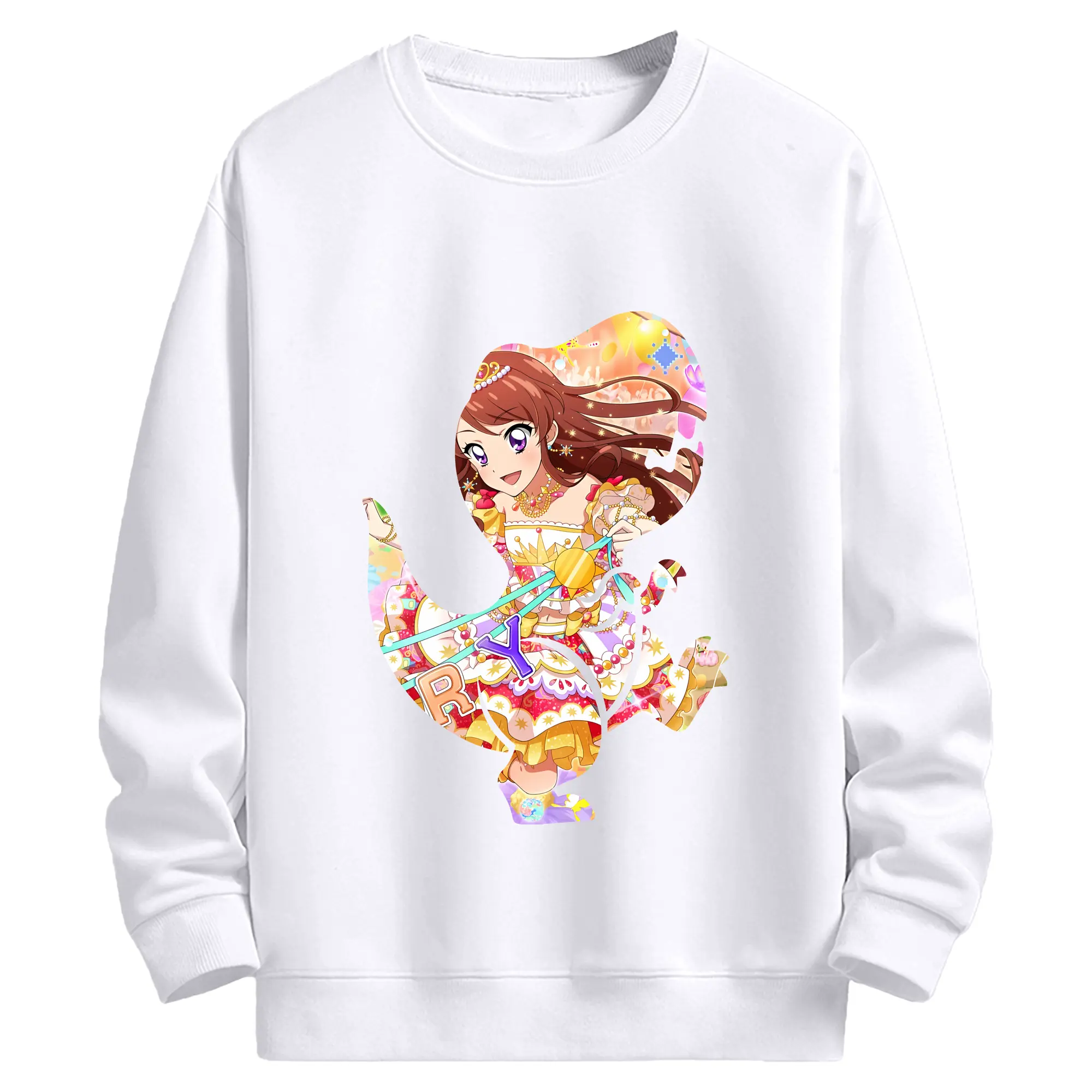 アイカツ グッズ 紫吹 蘭 - 高品質 クルーネック スウェット ・ コットン59％ ポリエステル41％ ・ ユニセックス 長袖 トレーナー ・ カジュアル デイリー スポーツ 散歩用