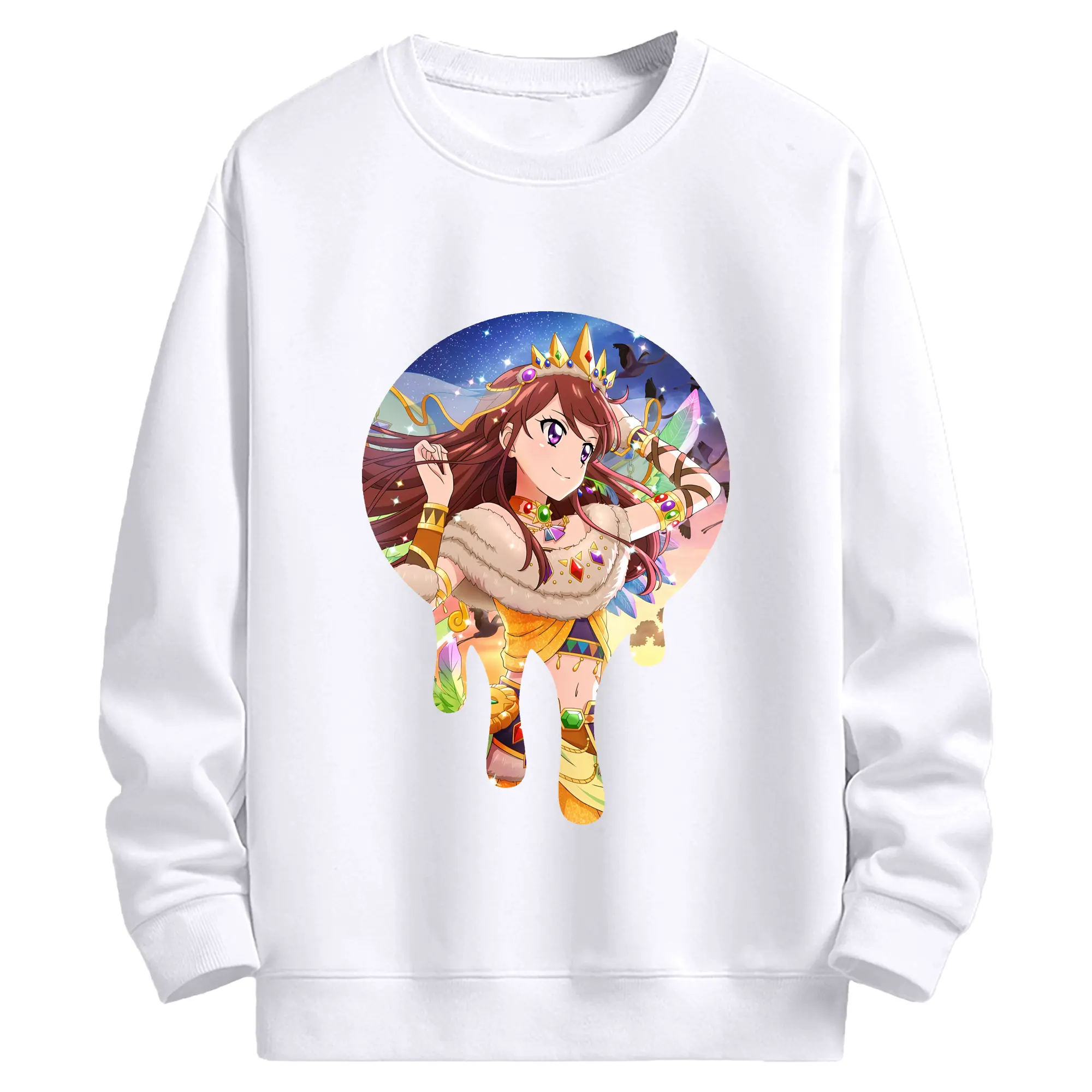 アイカツ グッズ 紫吹 蘭 - 高品質 クルーネック スウェット ・ コットン59％ ポリエステル41％ ・ ユニセックス 長袖 トレーナー ・ カジュアル デイリー スポーツ 散歩用