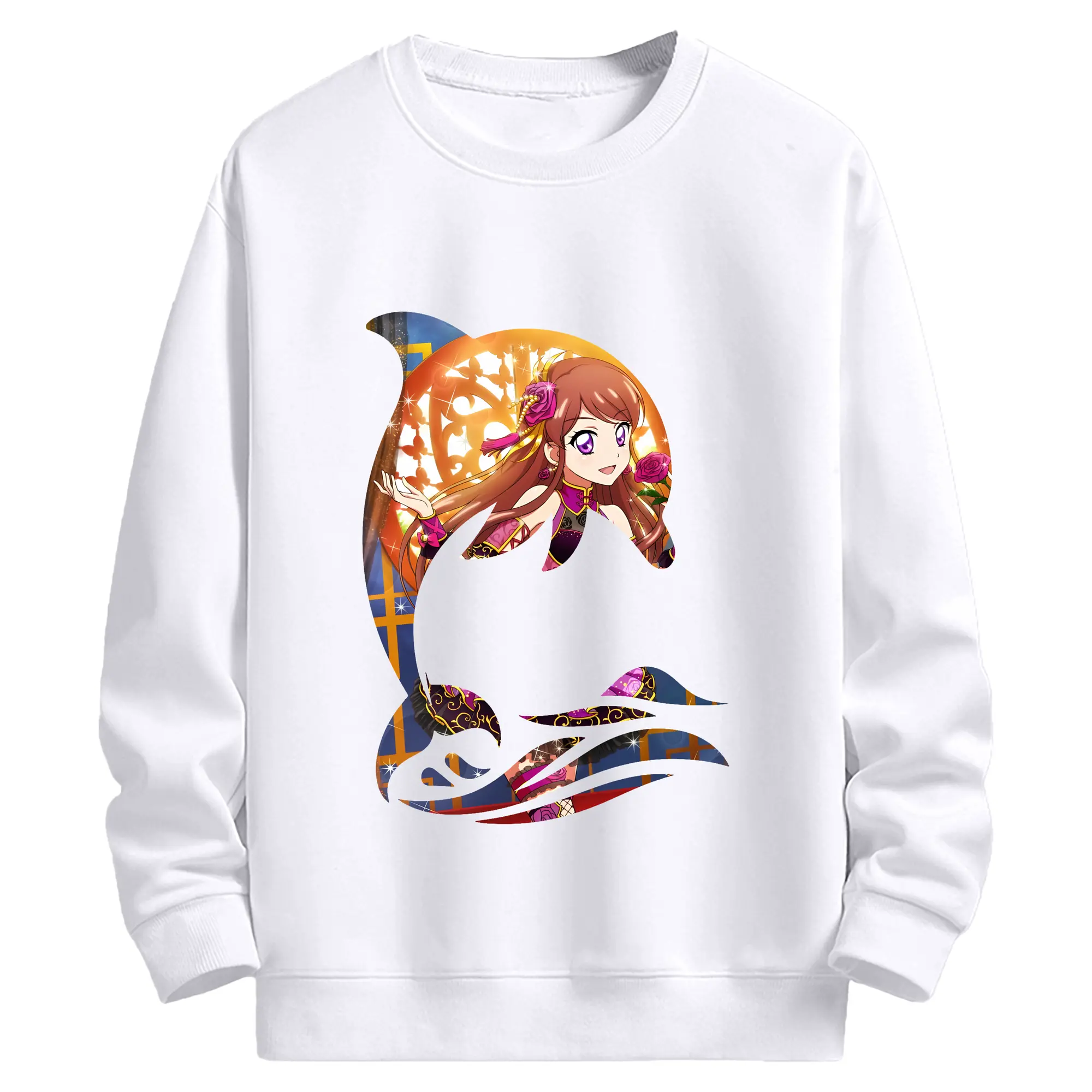 アイカツ グッズ 紫吹 蘭 - 高品質 クルーネック スウェット ・ コットン59％ ポリエステル41％ ・ ユニセックス 長袖 トレーナー ・ カジュアル デイリー スポーツ 散歩用