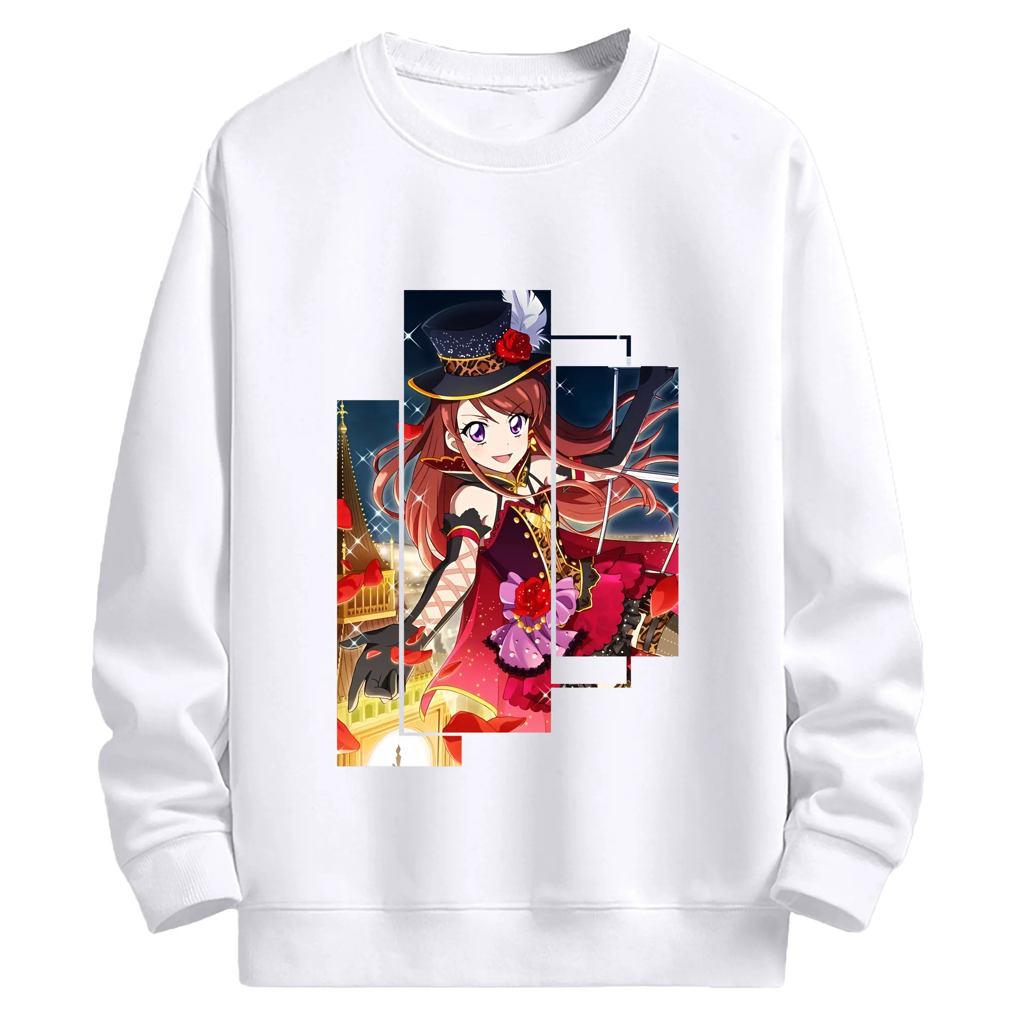 アイカツ グッズ 紫吹 蘭 - 高品質 クルーネック スウェット ・ コットン59％ ポリエステル41％ ・ ユニセックス 長袖 トレーナー ・ カジュアル デイリー スポーツ 散歩用