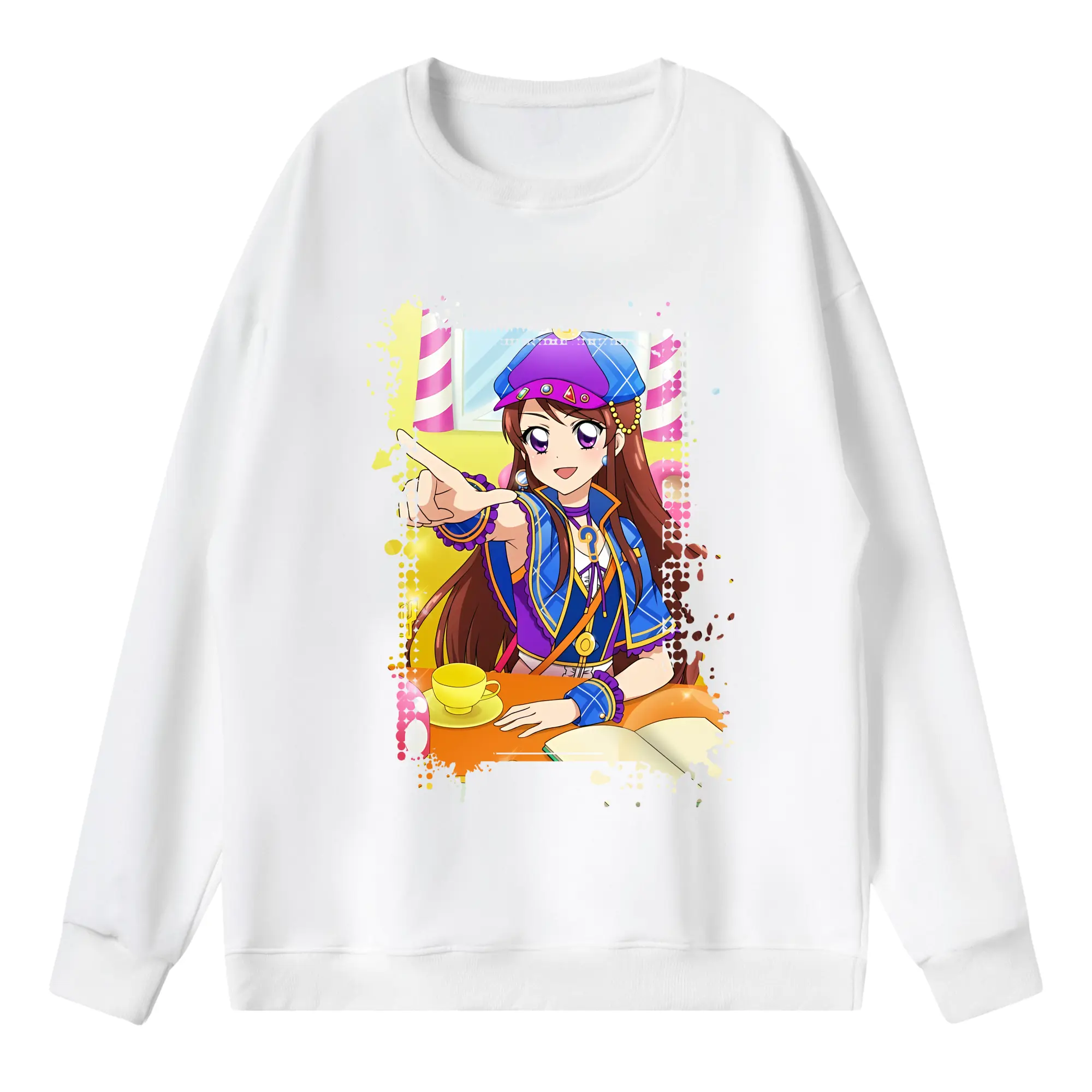 アイカツ グッズ 紫吹 蘭 - 薄手 クルーネック スウェット 裏毛260g · ポリエステル 春秋向け カジュアル 男女兼用 · トレーナー デイリー スポーツ 散歩に最適