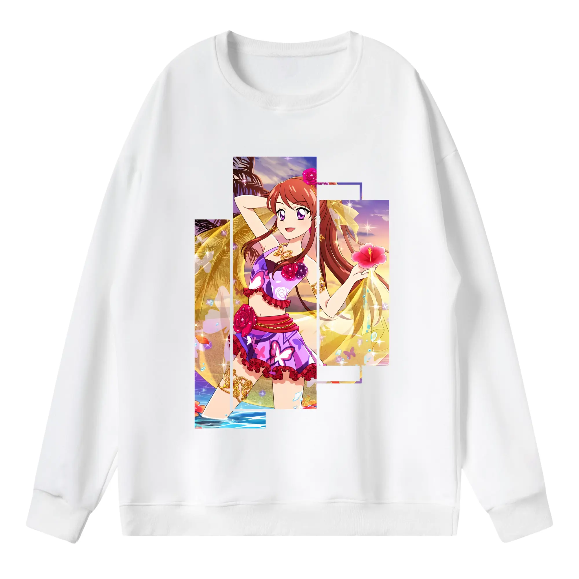 アイカツ グッズ 紫吹 蘭 - 薄手 クルーネック スウェット 裏毛260g · ポリエステル 春秋向け カジュアル 男女兼用 · トレーナー デイリー スポーツ 散歩に最適