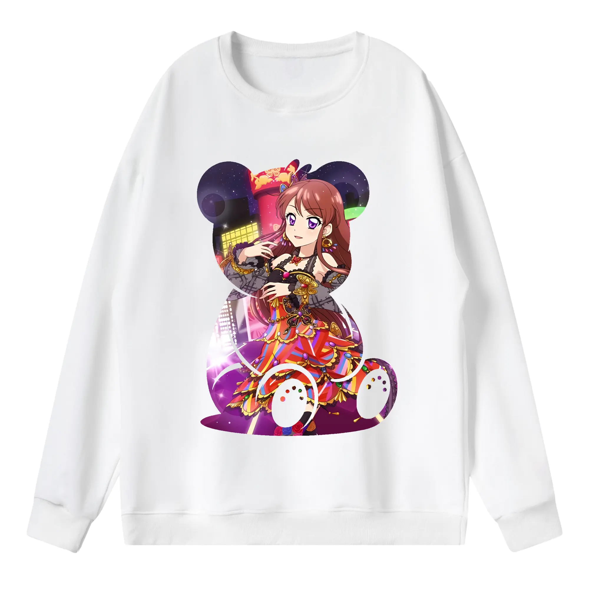 アイカツ グッズ 紫吹 蘭 - 薄手 クルーネック スウェット 裏毛260g · ポリエステル 春秋向け カジュアル 男女兼用 · トレーナー デイリー スポーツ 散歩に最適
