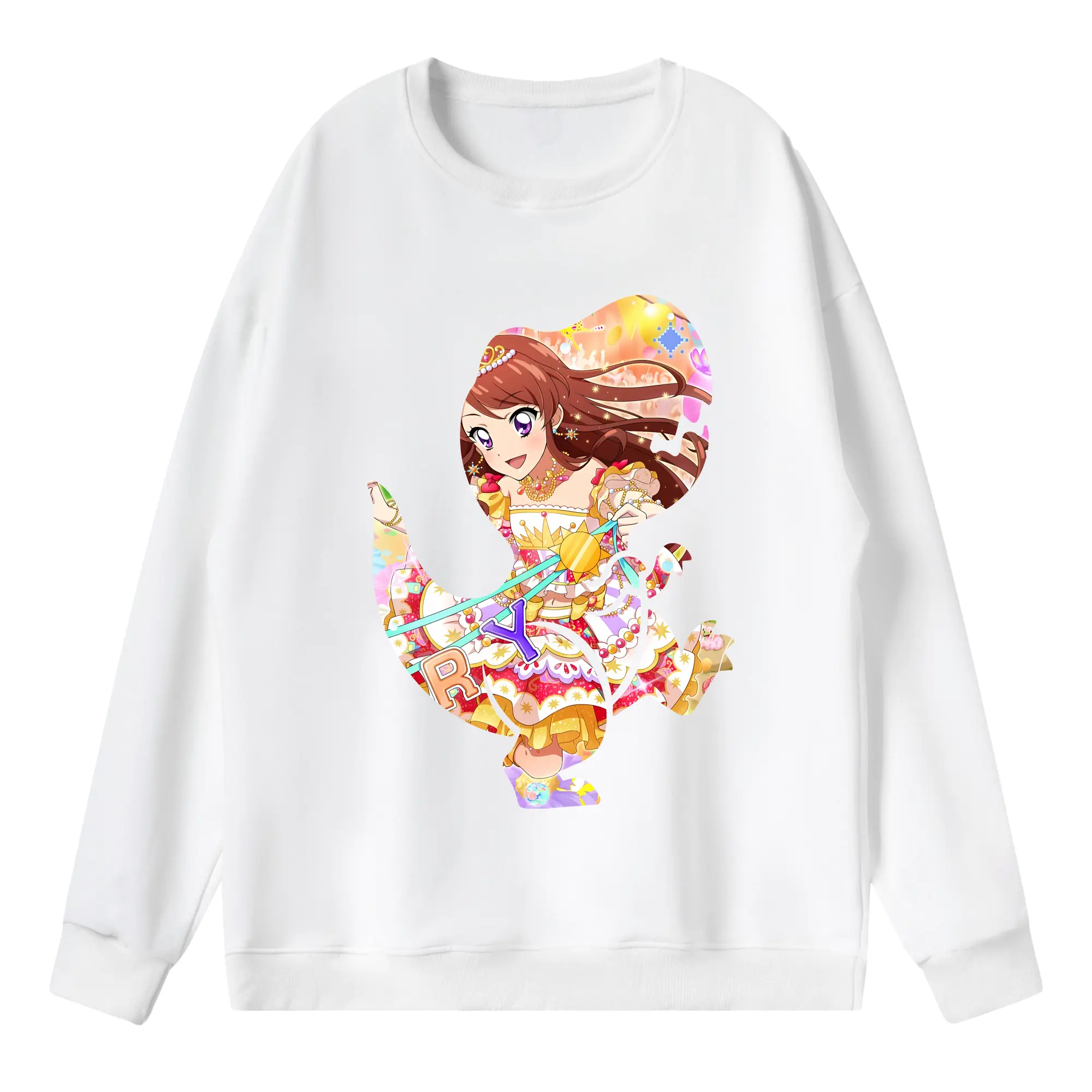 アイカツ グッズ 紫吹 蘭 - 薄手 クルーネック スウェット 裏毛260g · ポリエステル 春秋向け カジュアル 男女兼用 · トレーナー デイリー スポーツ 散歩に最適