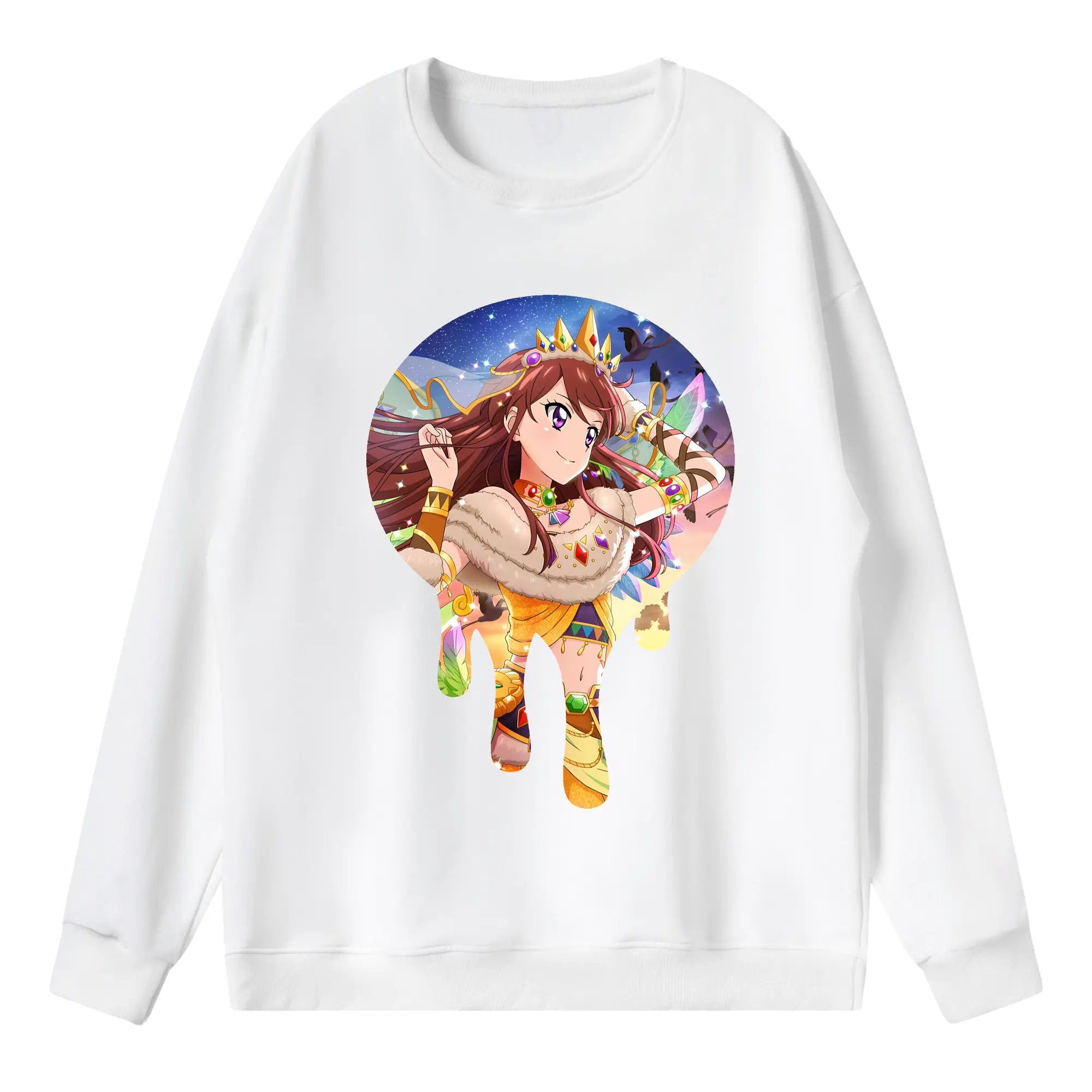 アイカツ グッズ 紫吹 蘭 - 薄手 クルーネック スウェット 裏毛260g · ポリエステル 春秋向け カジュアル 男女兼用 · トレーナー デイリー スポーツ 散歩に最適