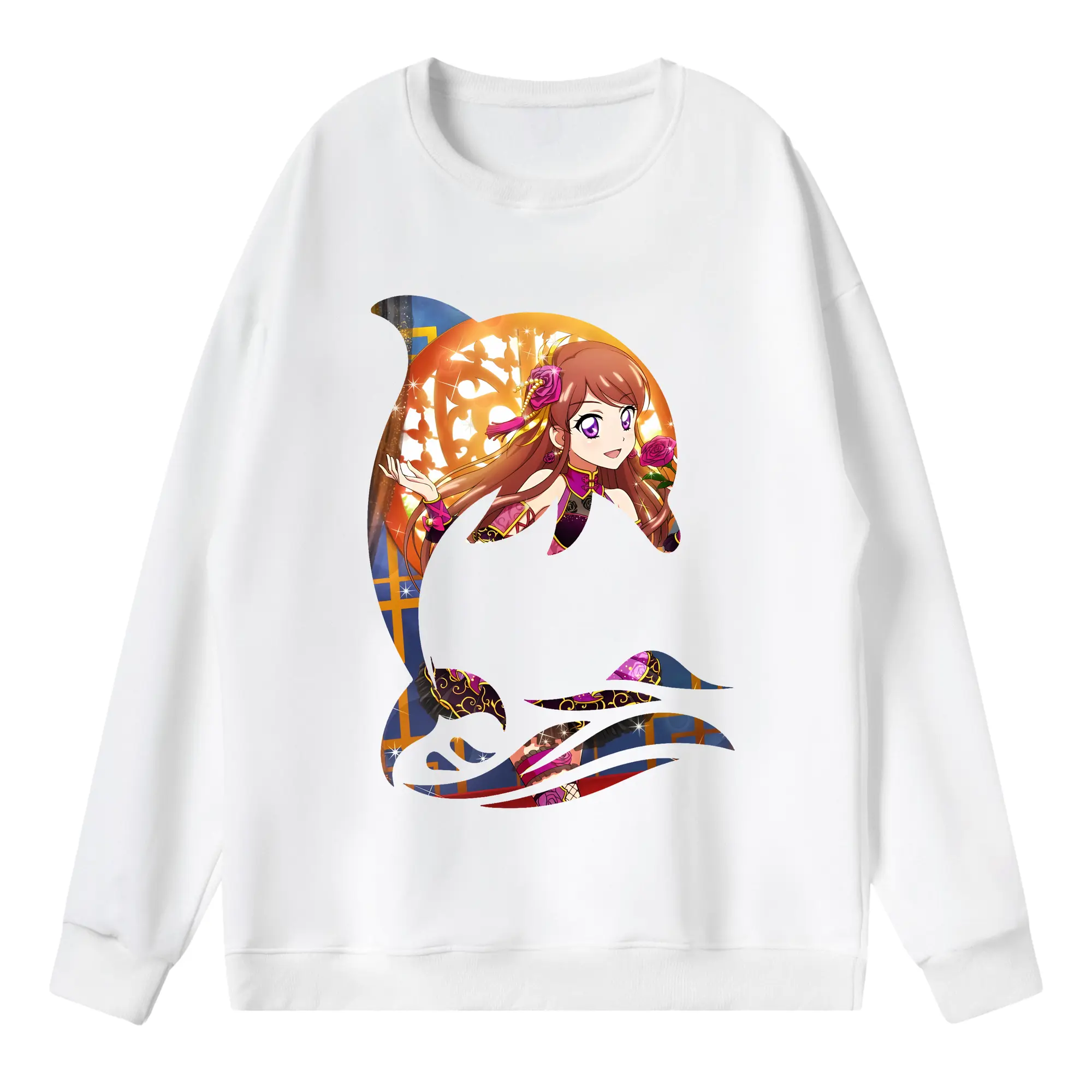 アイカツ グッズ 紫吹 蘭 - 薄手 クルーネック スウェット 裏毛260g · ポリエステル 春秋向け カジュアル 男女兼用 · トレーナー デイリー スポーツ 散歩に最適