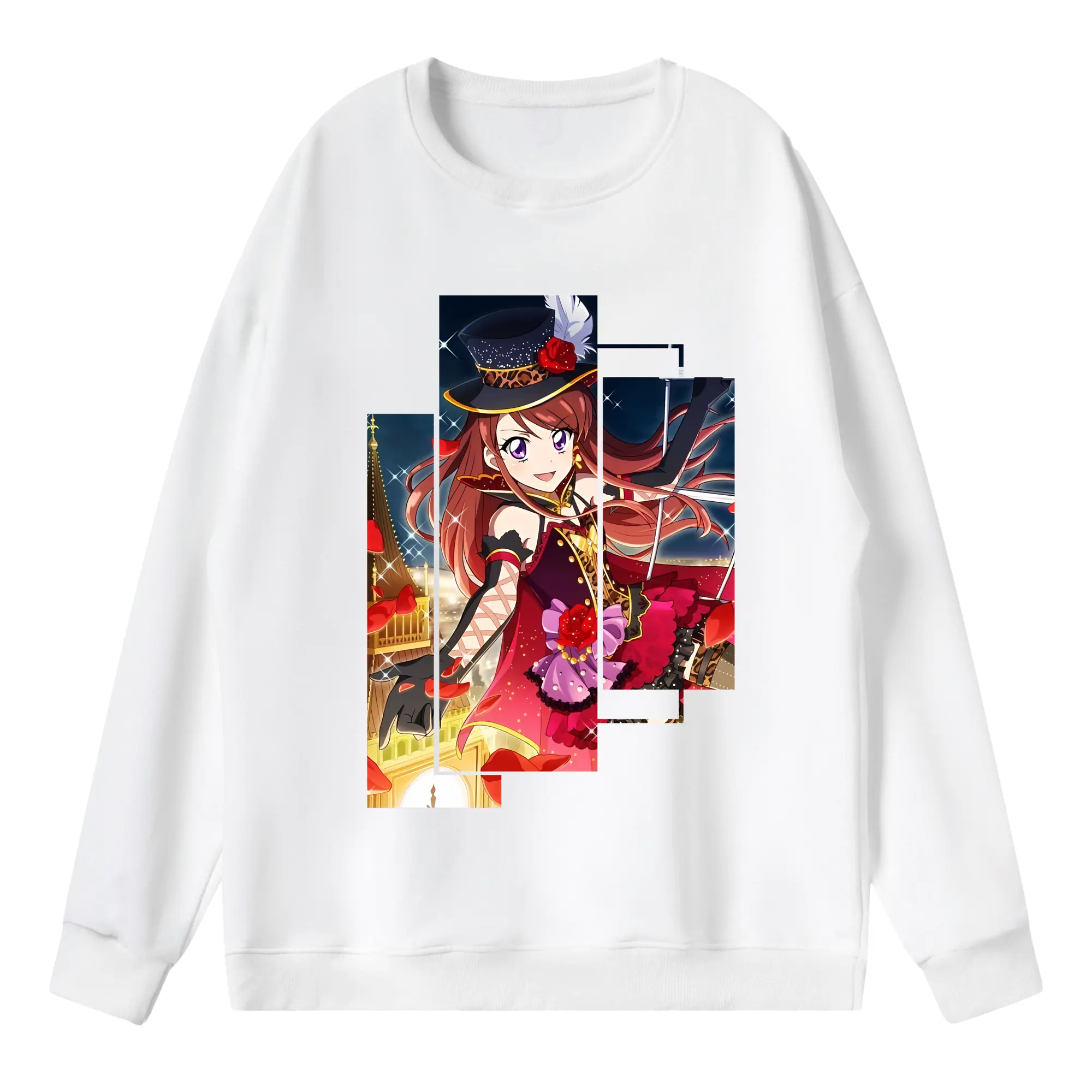 アイカツ グッズ 紫吹 蘭 - 薄手 クルーネック スウェット 裏毛260g · ポリエステル 春秋向け カジュアル 男女兼用 · トレーナー デイリー スポーツ 散歩に最適