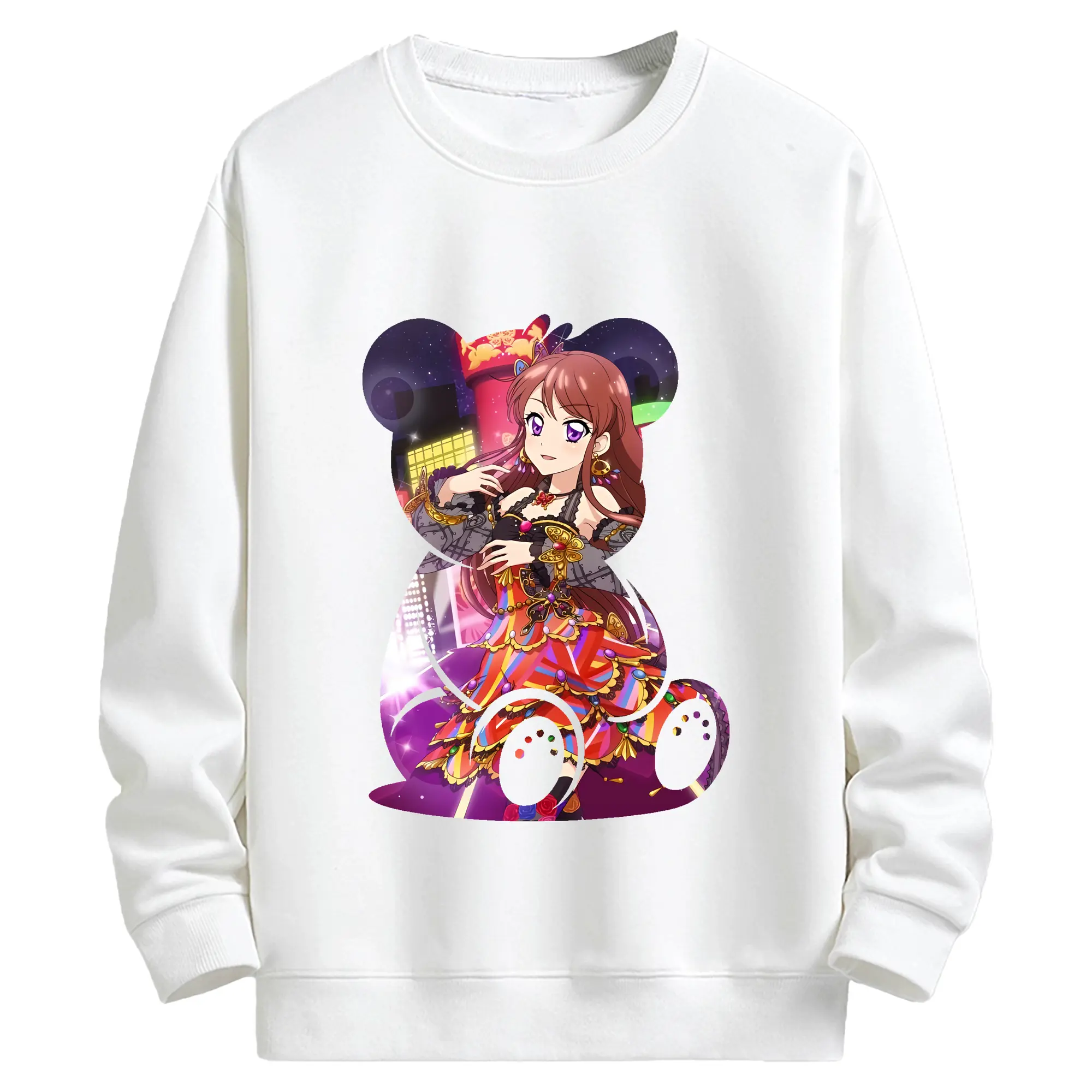 アイカツ グッズ 紫吹 蘭 - キッズ クルーネックスウェットシャツ ・ フロントプリント ・ 綿80％ ポリエステル20％ ・ 快適 通学 スポーツ 日常使い お散歩用