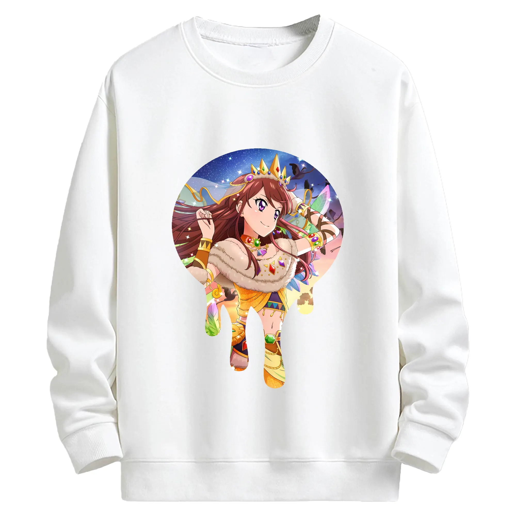 アイカツ グッズ 紫吹 蘭 - キッズ クルーネックスウェットシャツ ・ フロントプリント ・ 綿80％ ポリエステル20％ ・ 快適 通学 スポーツ 日常使い お散歩用