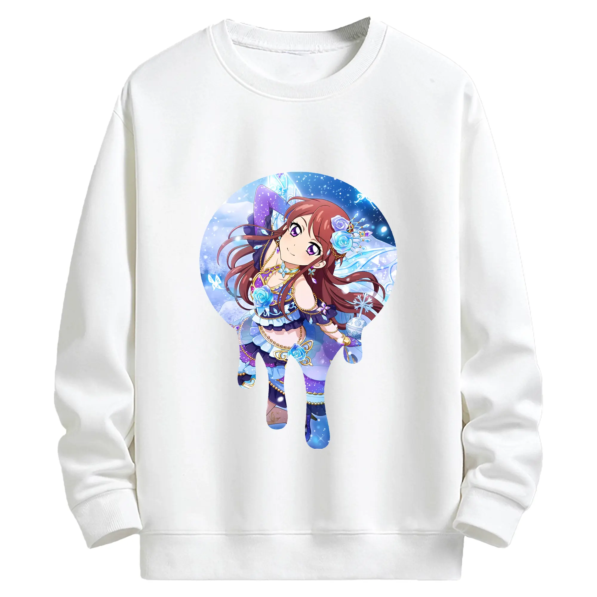 アイカツ グッズ 紫吹 蘭 - キッズ クルーネックスウェットシャツ ・ フロントプリント ・ 綿80％ ポリエステル20％ ・ 快適 通学 スポーツ 日常使い お散歩用