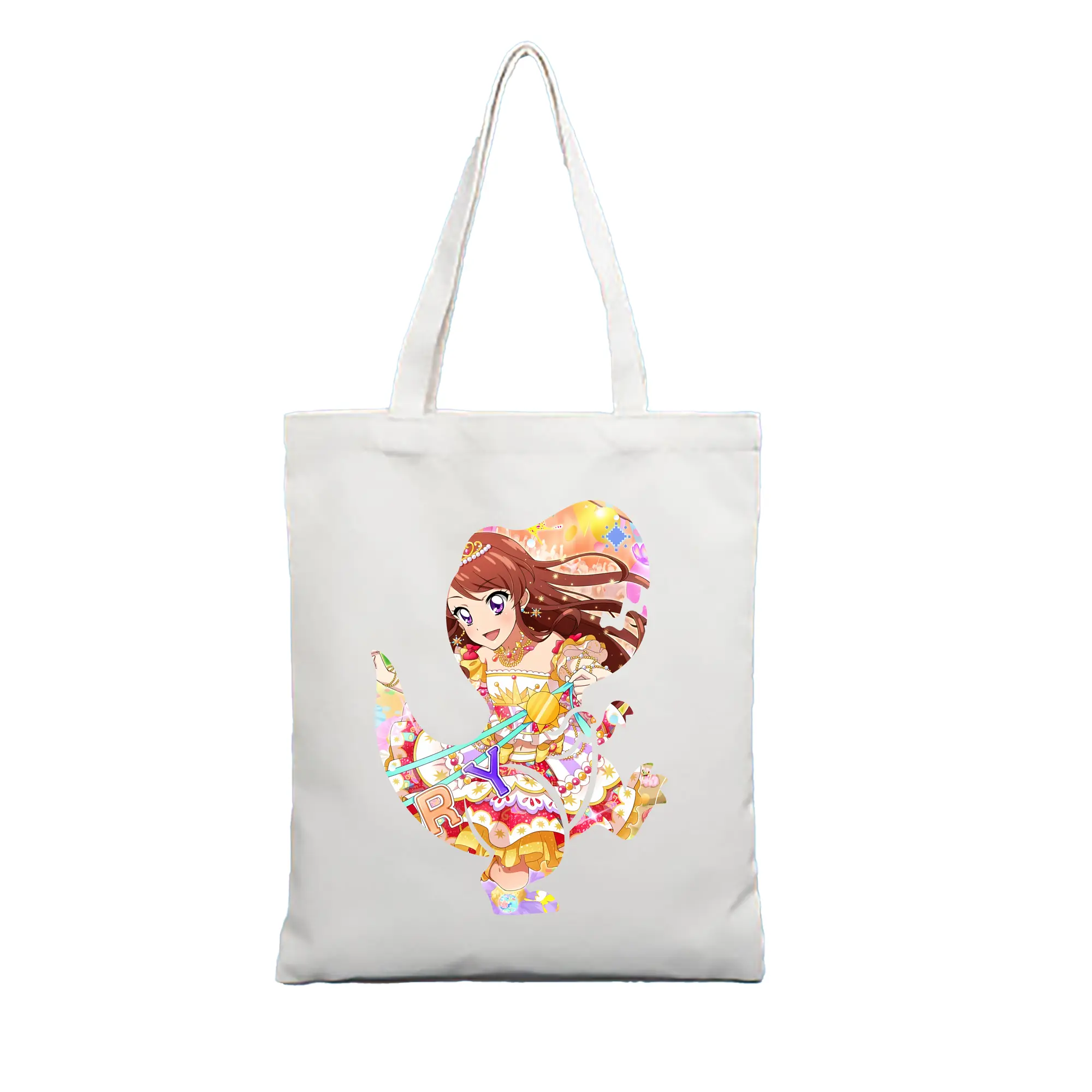 アイカツ グッズ 紫吹 蘭 - 縦型キャンバス手提げバッグ（トートバッグ） ・ キャンバス素材 ・ ショッピング用 ・ 軽量 丈夫 お手入れ簡単