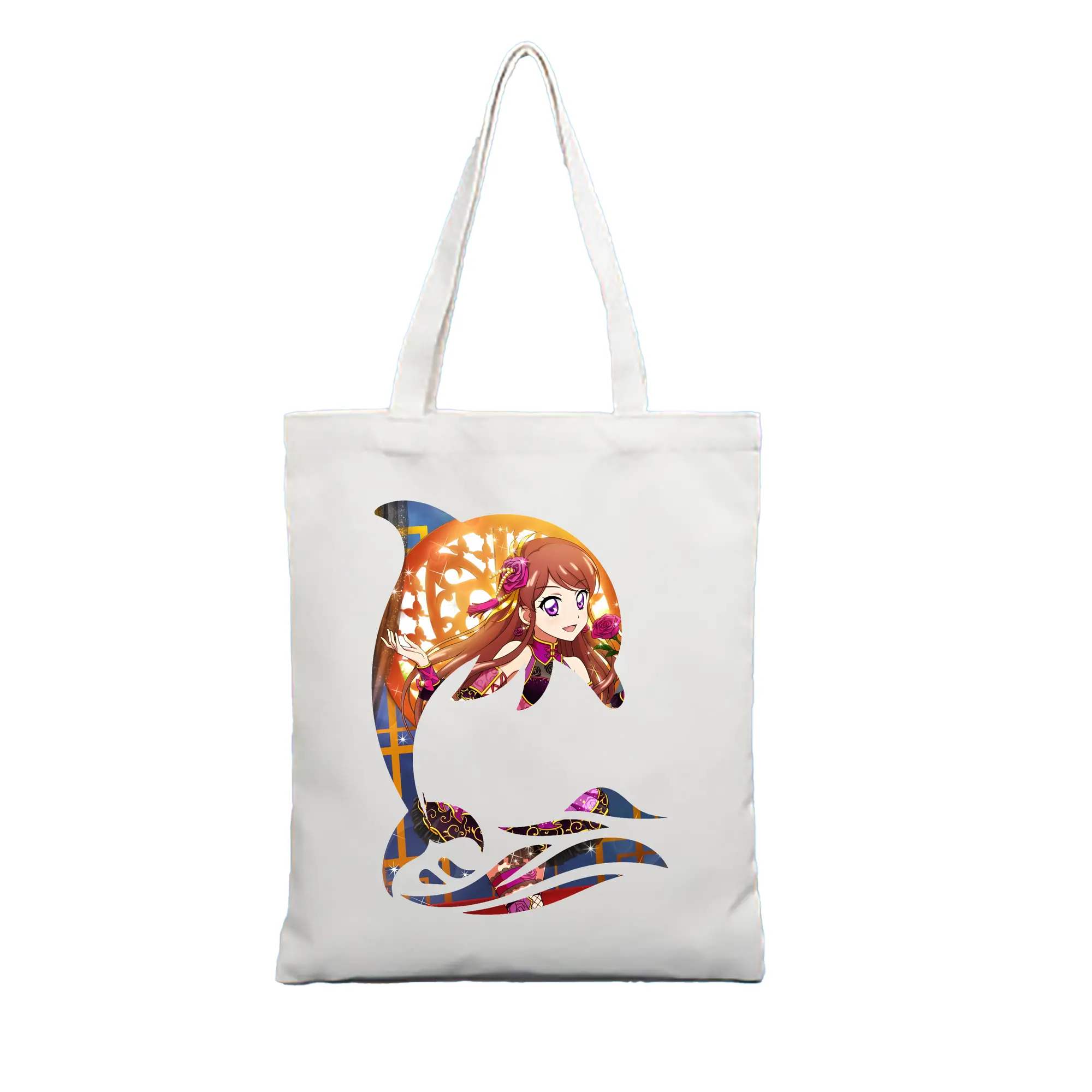 アイカツ グッズ 紫吹 蘭 - 縦型キャンバス手提げバッグ（トートバッグ） ・ キャンバス素材 ・ ショッピング用 ・ 軽量 丈夫 お手入れ簡単