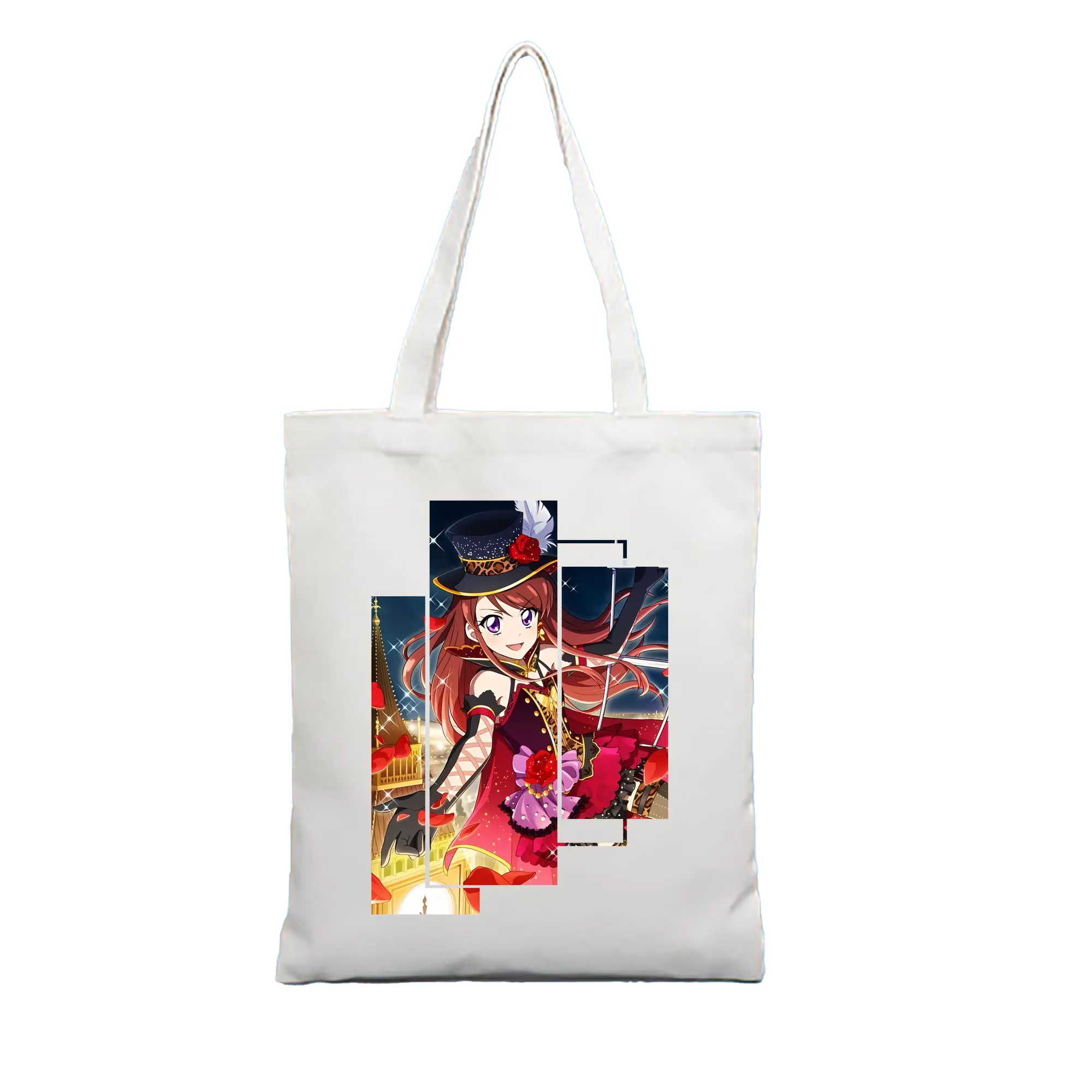 アイカツ グッズ 紫吹 蘭 - 縦型キャンバス手提げバッグ（トートバッグ） ・ キャンバス素材 ・ ショッピング用 ・ 軽量 丈夫 お手入れ簡単