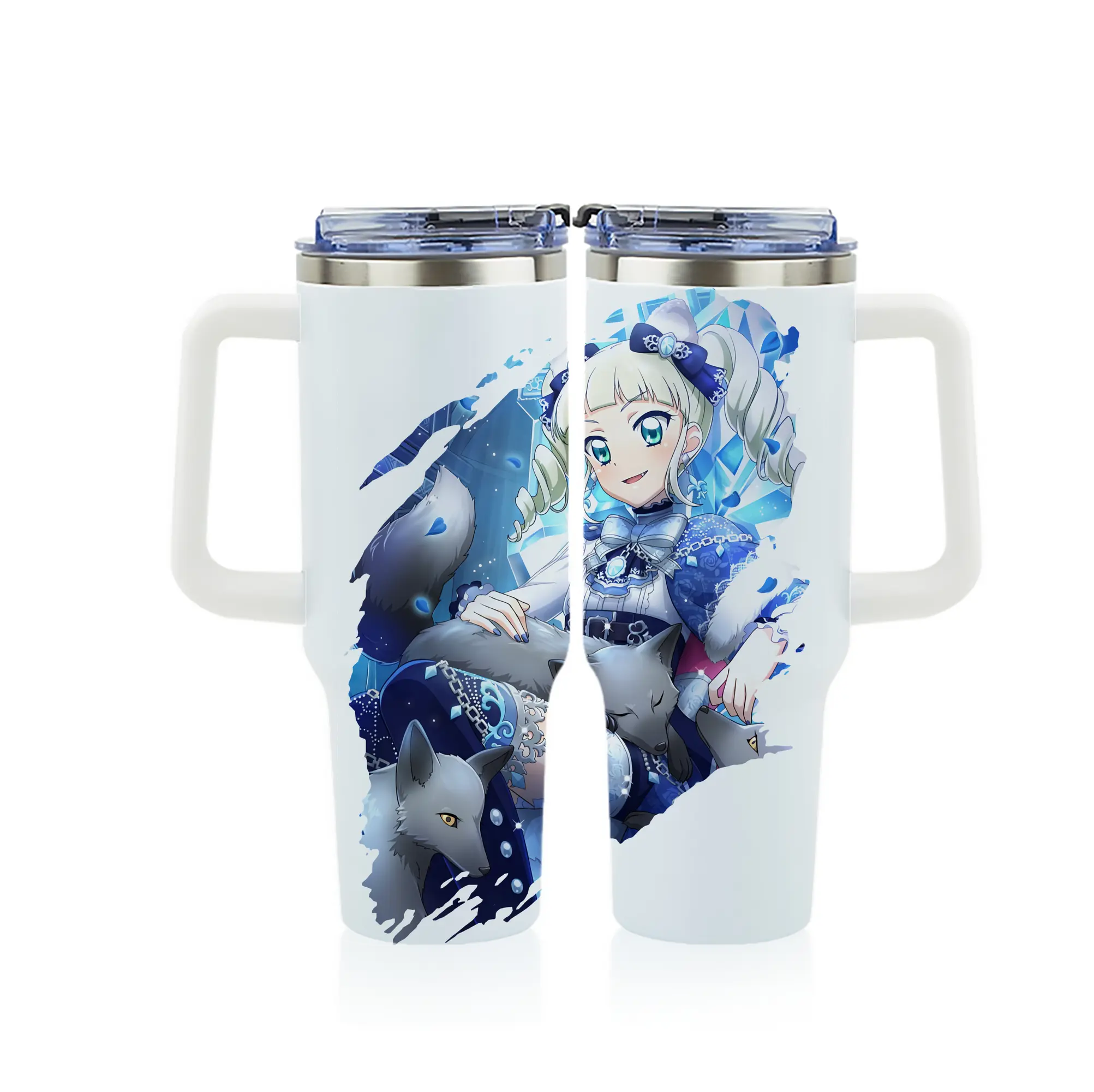 アイカツ グッズ 藤堂 ユリカ - 1200mL フルプリント車用タンブラー ・ 304ステンレス 内側 ・ 201ステンレス 外側 ・ 保温 保冷 ・ 通勤 ドライブ アウトドア用