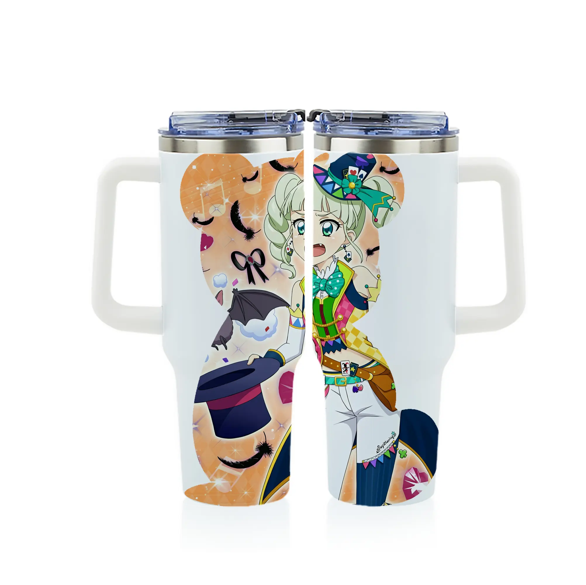 アイカツ グッズ 藤堂 ユリカ - 1200mL フルプリント車用タンブラー ・ 304ステンレス 内側 ・ 201ステンレス 外側 ・ 保温 保冷 ・ 通勤 ドライブ アウトドア用