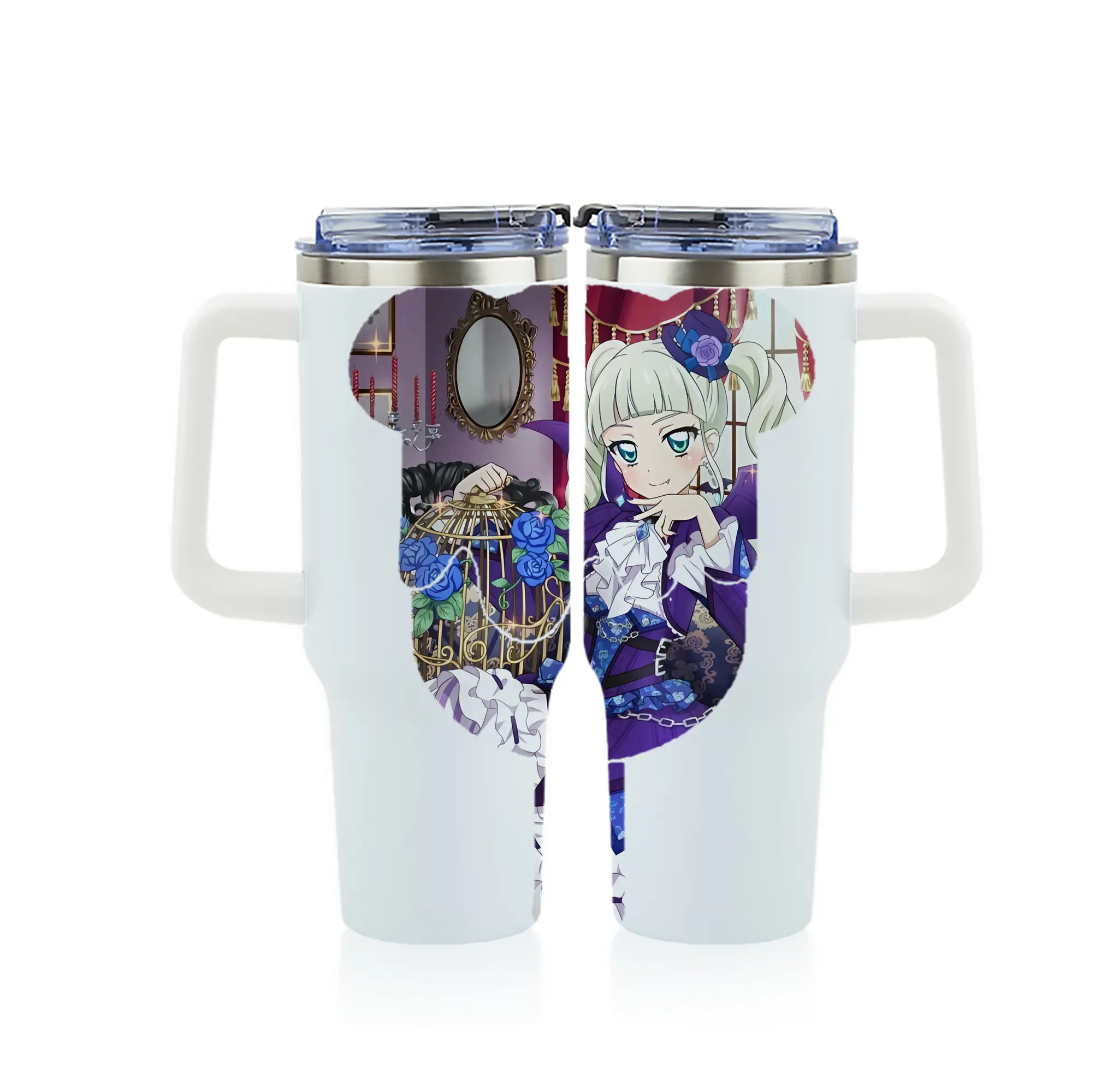 アイカツ グッズ 藤堂 ユリカ - 1200mL フルプリント車用タンブラー ・ 304ステンレス 内側 ・ 201ステンレス 外側 ・ 保温 保冷 ・ 通勤 ドライブ アウトドア用