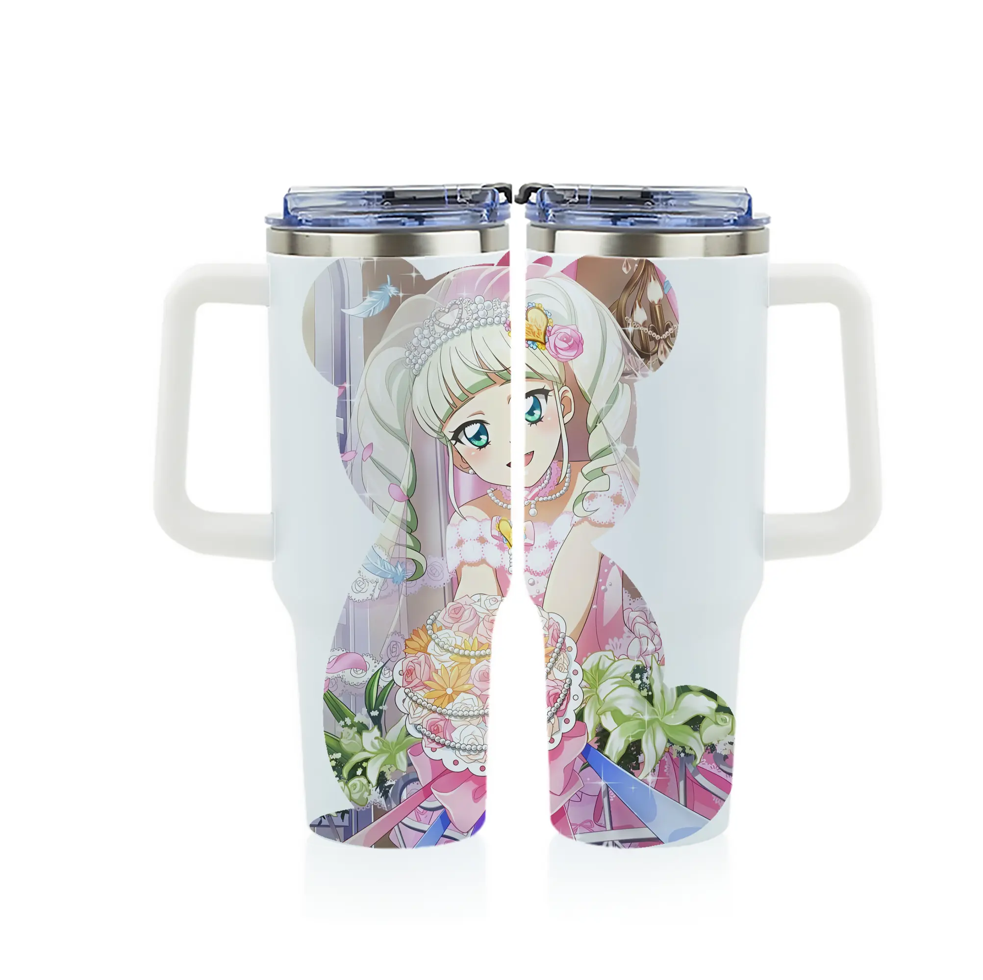 アイカツ グッズ 藤堂 ユリカ - 1200mL フルプリント車用タンブラー ・ 304ステンレス 内側 ・ 201ステンレス 外側 ・ 保温 保冷 ・ 通勤 ドライブ アウトドア用