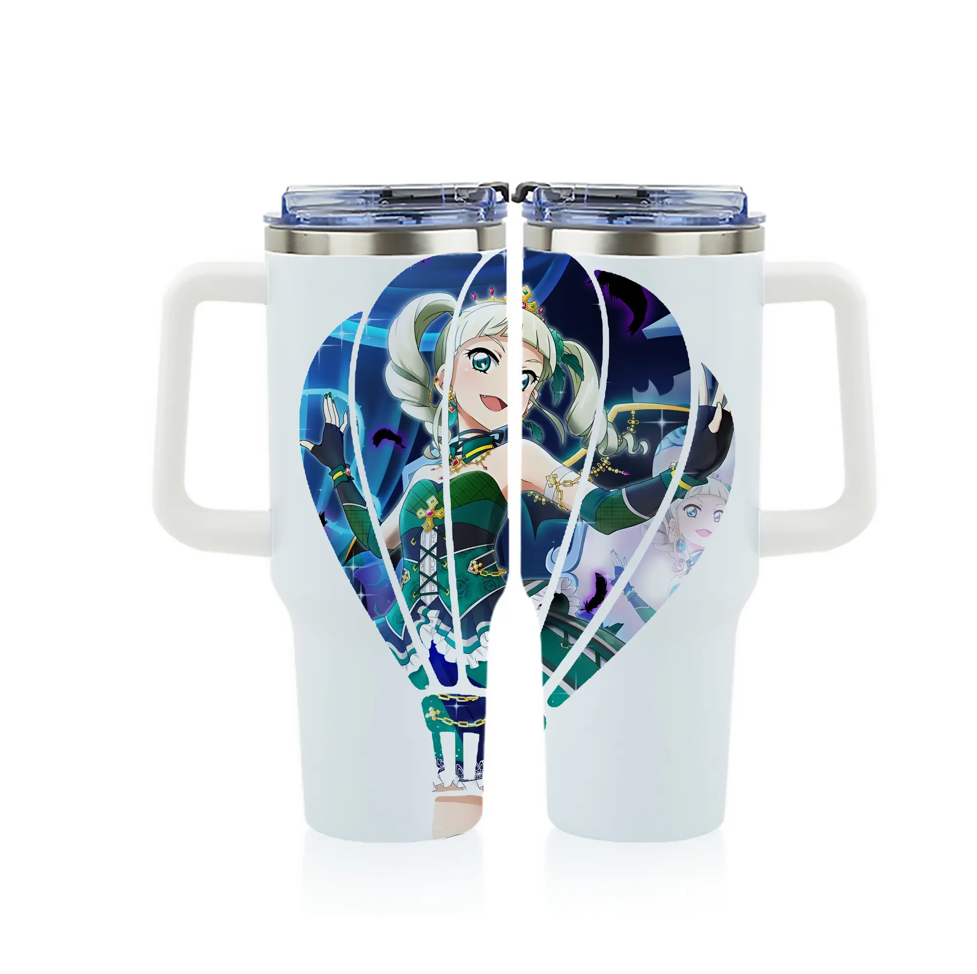 アイカツ グッズ 藤堂 ユリカ - 1200mL フルプリント車用タンブラー ・ 304ステンレス 内側 ・ 201ステンレス 外側 ・ 保温 保冷 ・ 通勤 ドライブ アウトドア用