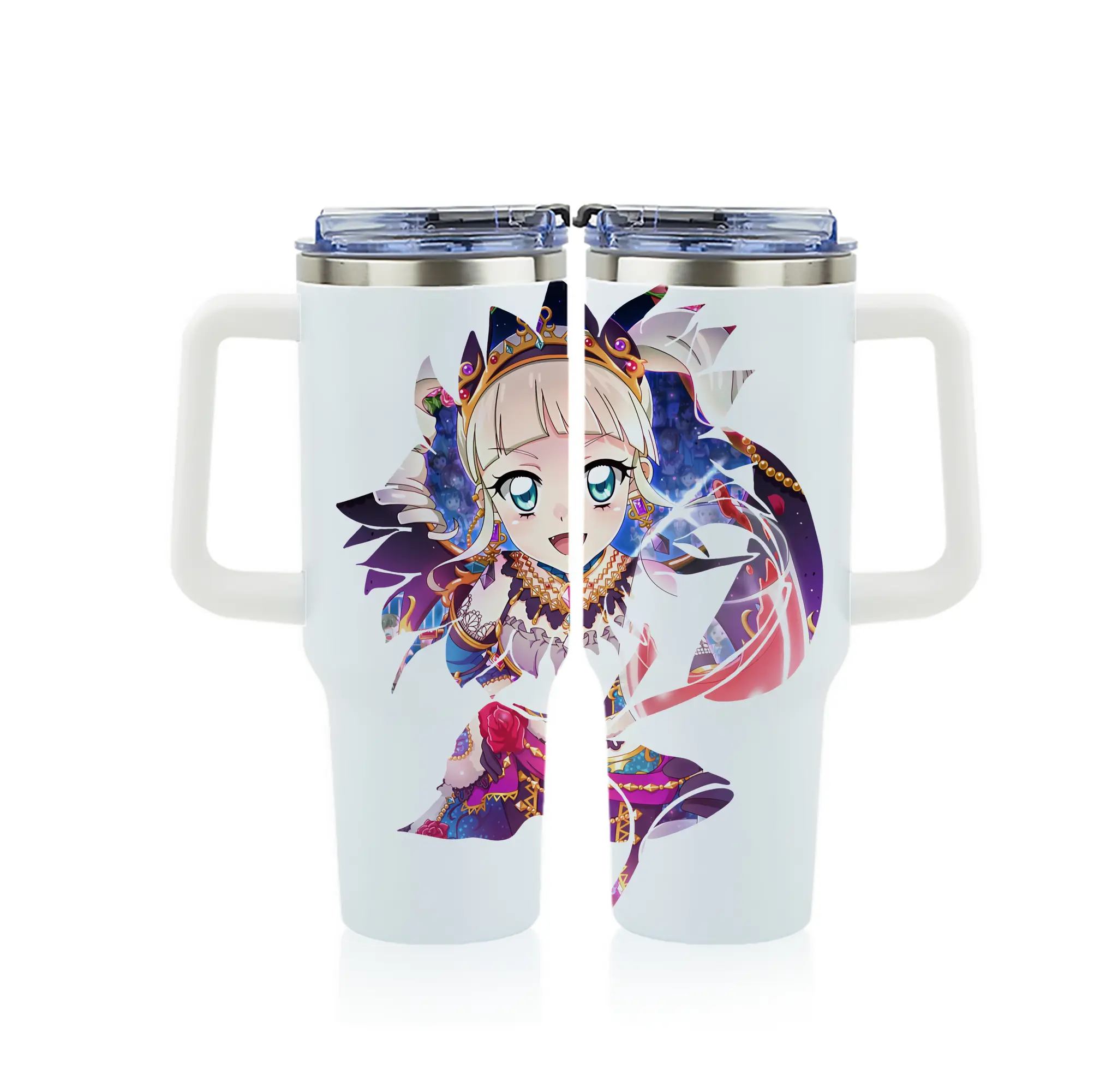 アイカツ グッズ 藤堂 ユリカ - 1200mL フルプリント車用タンブラー ・ 304ステンレス 内側 ・ 201ステンレス 外側 ・ 保温 保冷 ・ 通勤 ドライブ アウトドア用