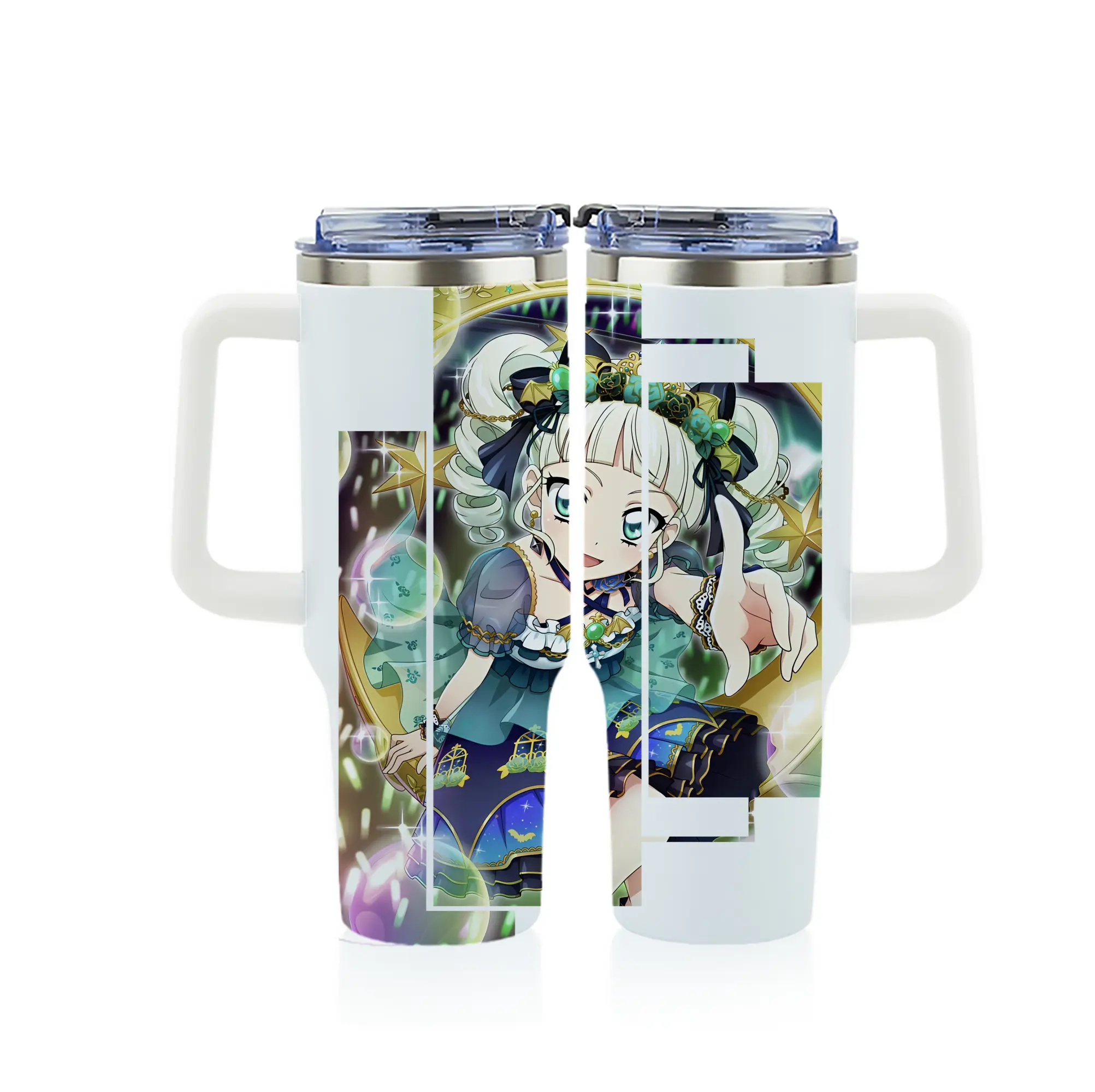 アイカツ グッズ 藤堂 ユリカ - 1200mL フルプリント車用タンブラー ・ 304ステンレス 内側 ・ 201ステンレス 外側 ・ 保温 保冷 ・ 通勤 ドライブ アウトドア用