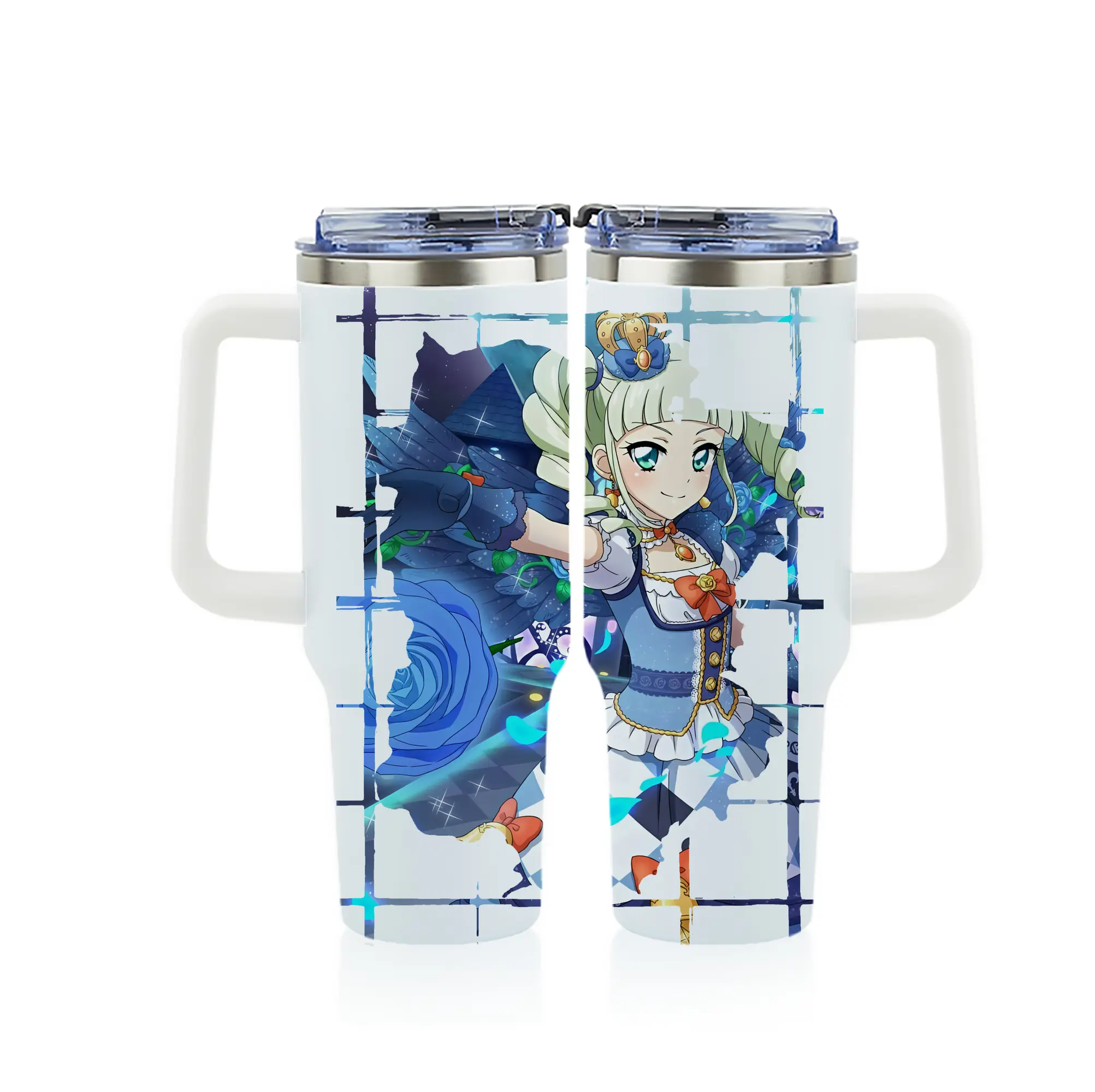 アイカツ グッズ 藤堂 ユリカ - 1200mL フルプリント車用タンブラー ・ 304ステンレス 内側 ・ 201ステンレス 外側 ・ 保温 保冷 ・ 通勤 ドライブ アウトドア用