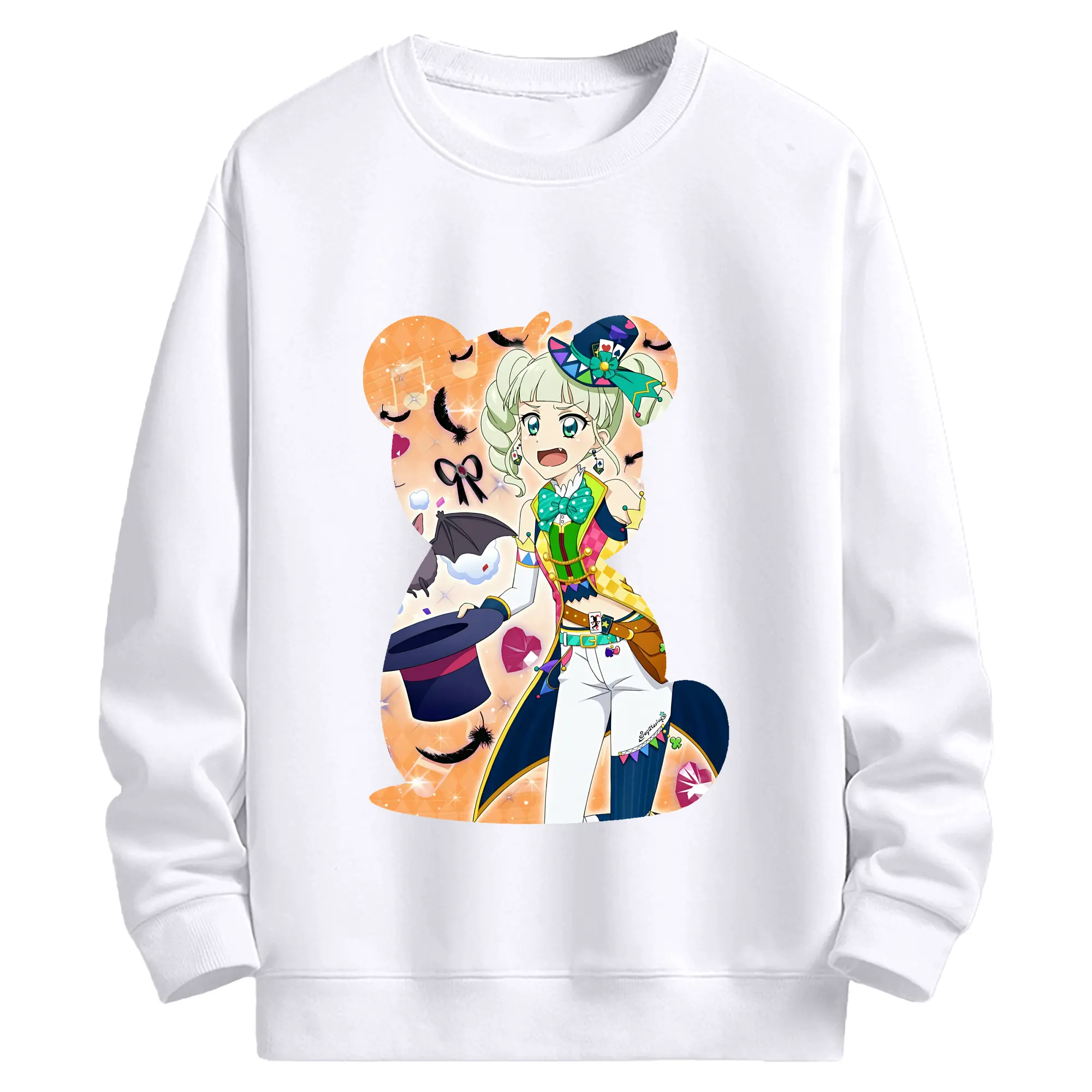 アイカツ グッズ 藤堂 ユリカ - 高品質 クルーネック スウェット ・ コットン59％ ポリエステル41％ ・ ユニセックス 長袖 トレーナー ・ カジュアル デイリー スポーツ 散歩用