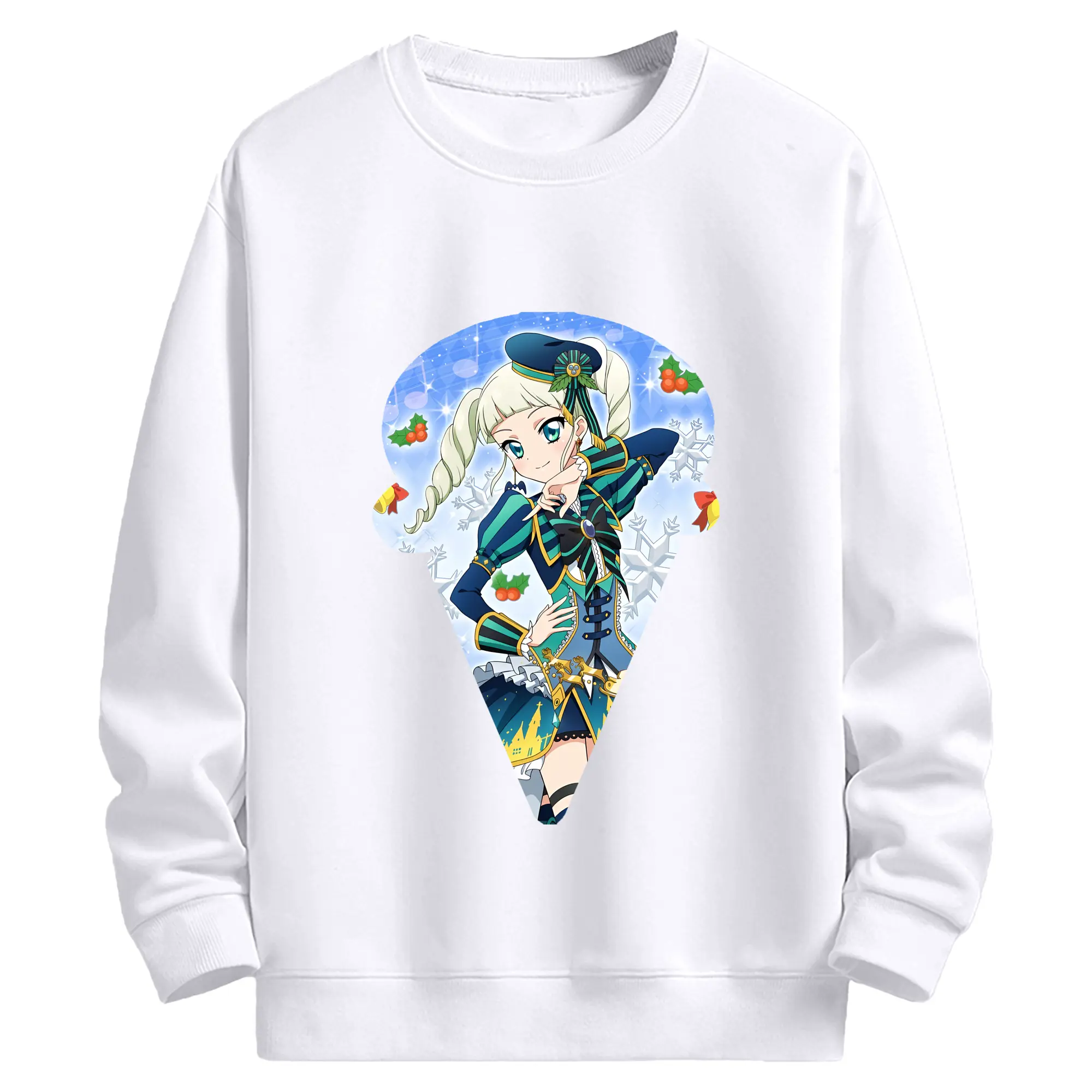 アイカツ グッズ 藤堂 ユリカ - 高品質 クルーネック スウェット ・ コットン59％ ポリエステル41％ ・ ユニセックス 長袖 トレーナー ・ カジュアル デイリー スポーツ 散歩用