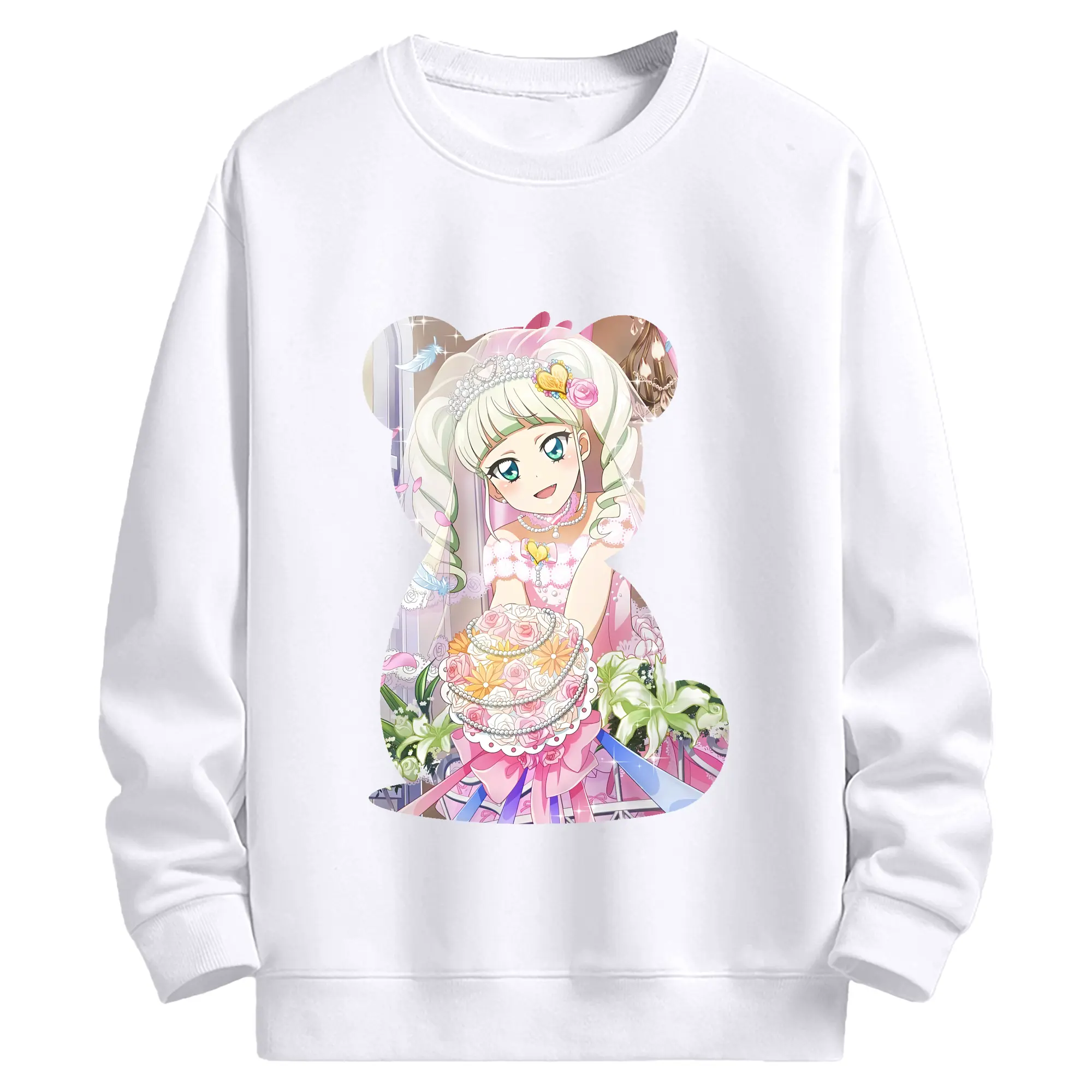 アイカツ グッズ 藤堂 ユリカ - 高品質 クルーネック スウェット ・ コットン59％ ポリエステル41％ ・ ユニセックス 長袖 トレーナー ・ カジュアル デイリー スポーツ 散歩用