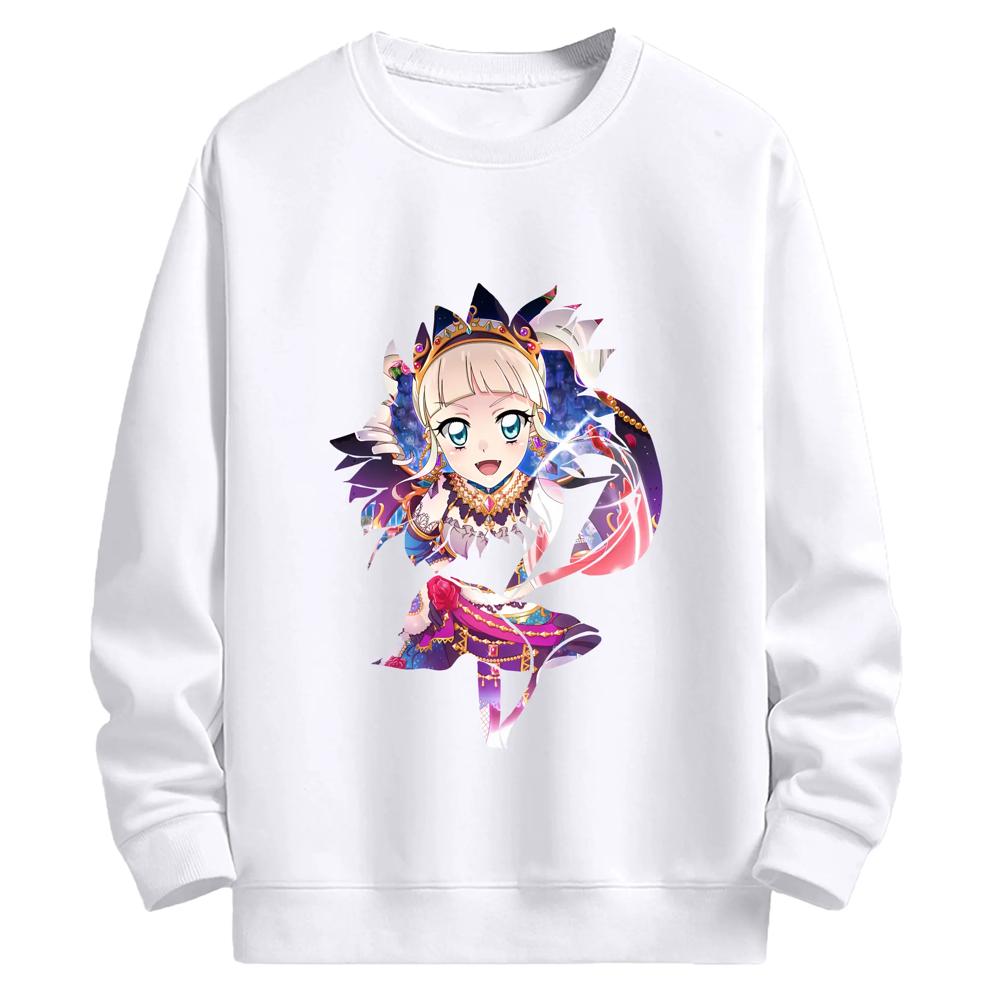 アイカツ グッズ 藤堂 ユリカ - 高品質 クルーネック スウェット ・ コットン59％ ポリエステル41％ ・ ユニセックス 長袖 トレーナー ・ カジュアル デイリー スポーツ 散歩用