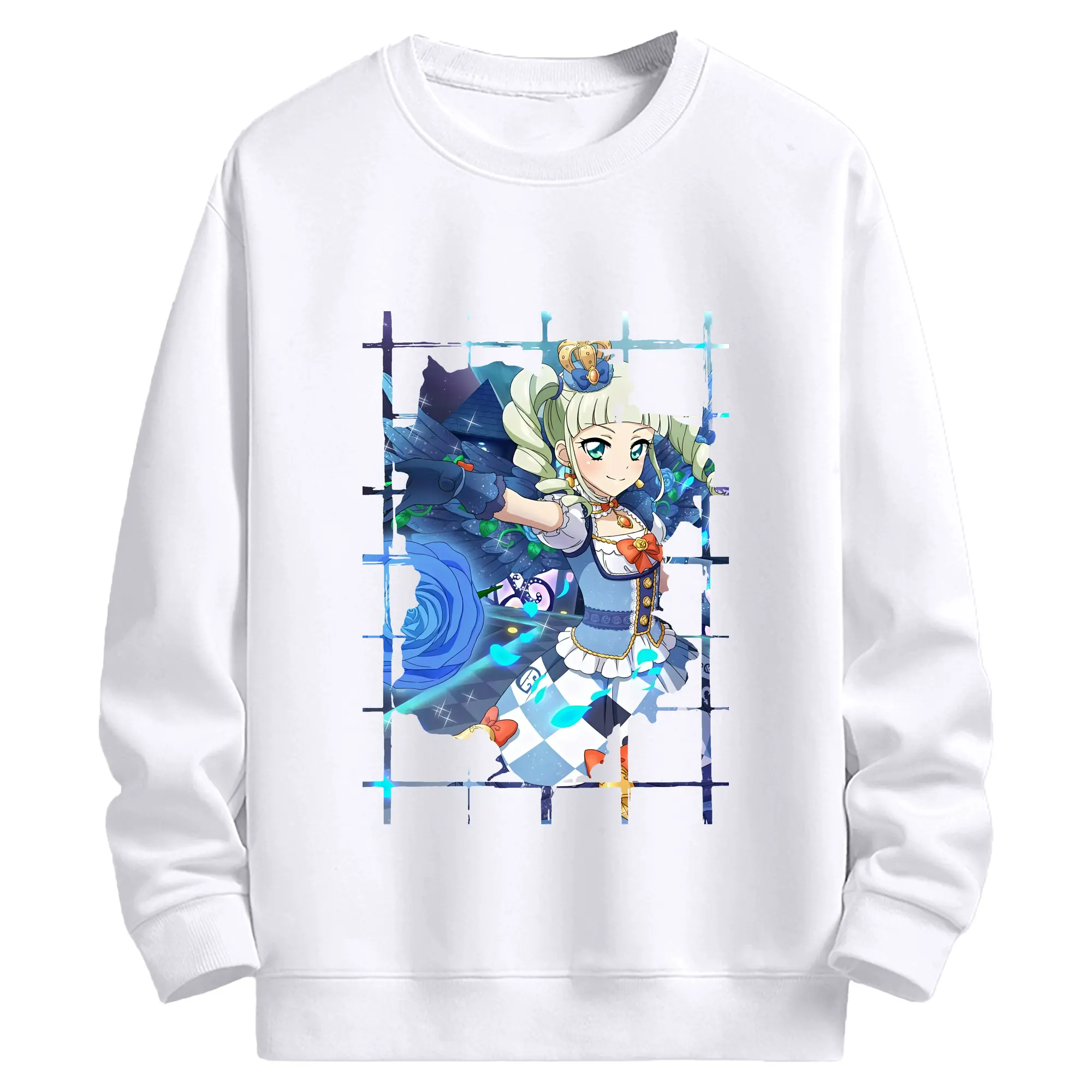 アイカツ グッズ 藤堂 ユリカ - 高品質 クルーネック スウェット ・ コットン59％ ポリエステル41％ ・ ユニセックス 長袖 トレーナー ・ カジュアル デイリー スポーツ 散歩用
