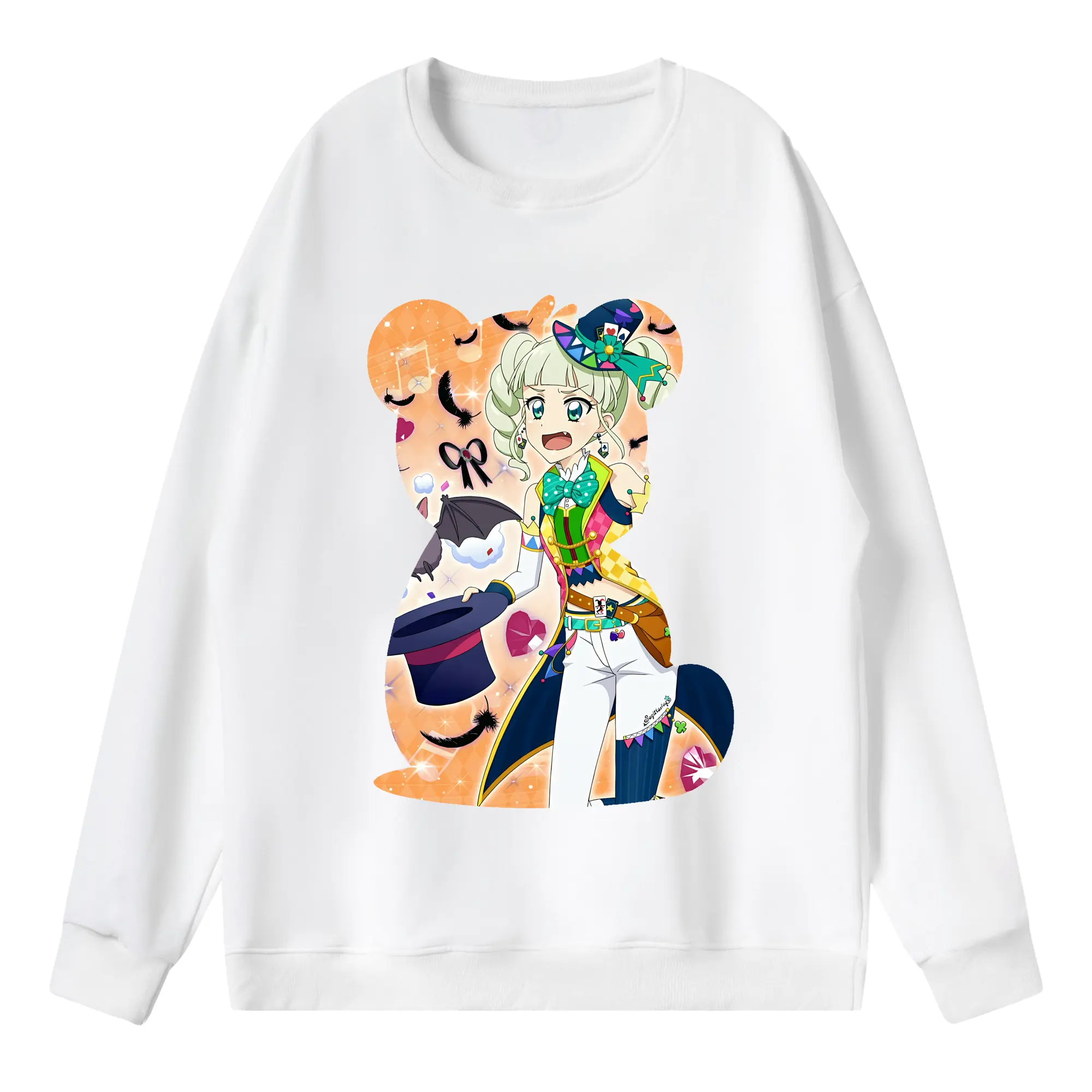 アイカツ グッズ 藤堂 ユリカ - 薄手 クルーネック スウェット 裏毛260g · ポリエステル 春秋向け カジュアル 男女兼用 · トレーナー デイリー スポーツ 散歩に最適