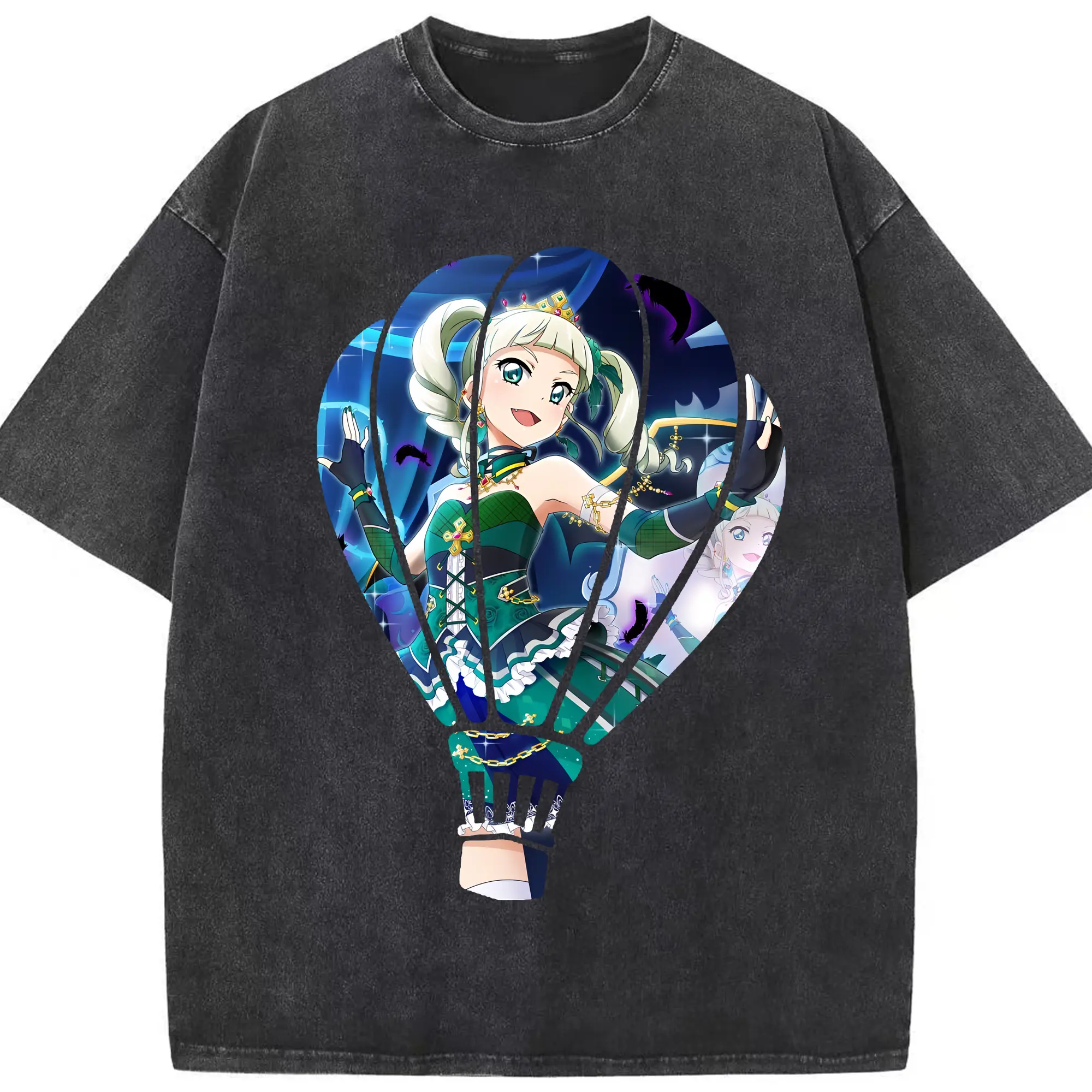 アイカツ グッズ 藤堂 ユリカ - 綿100％ ヴィンテージ風 半袖Tシャツ ・ フロントプリント ・ 柔らか肌触り ・ 通気性 快適 ・ スポーツ カジュアル 外出用