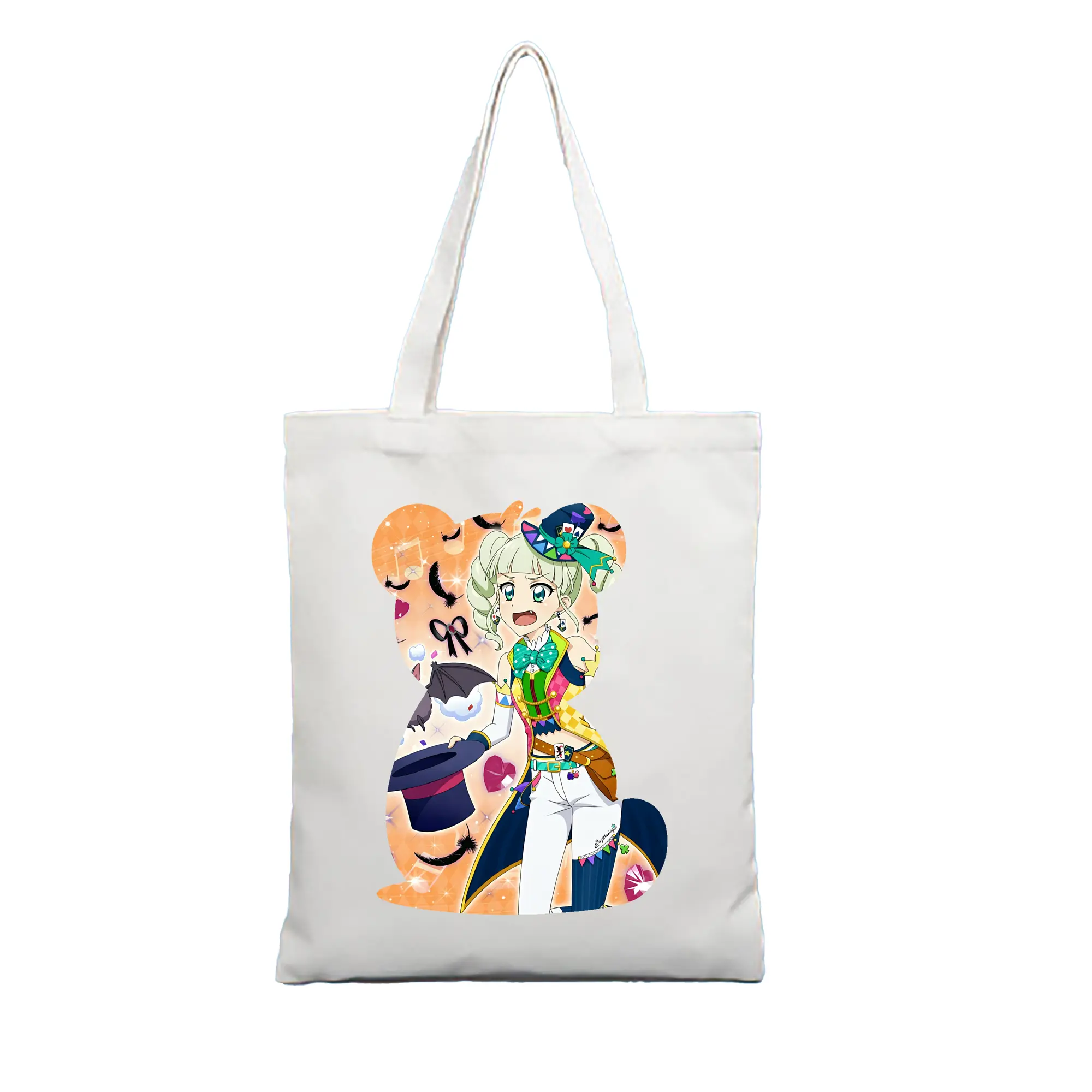 アイカツ グッズ 藤堂 ユリカ - 縦型キャンバス手提げバッグ（トートバッグ） ・ キャンバス素材 ・ ショッピング用 ・ 軽量 丈夫 お手入れ簡単