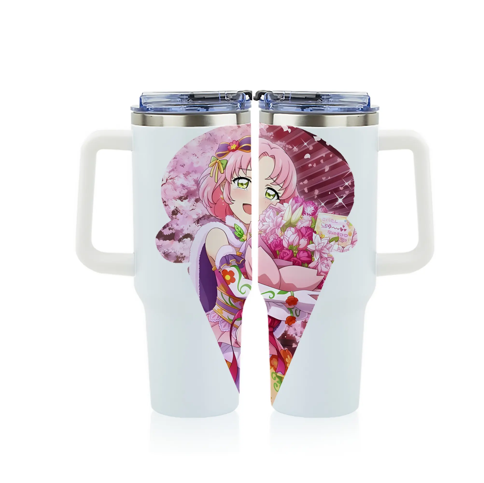 アイカツ グッズ 北大路 さくら - 1200mL フルプリント車用タンブラー ・ 304ステンレス 内側 ・ 201ステンレス 外側 ・ 保温 保冷 ・ 通勤 ドライブ アウトドア用