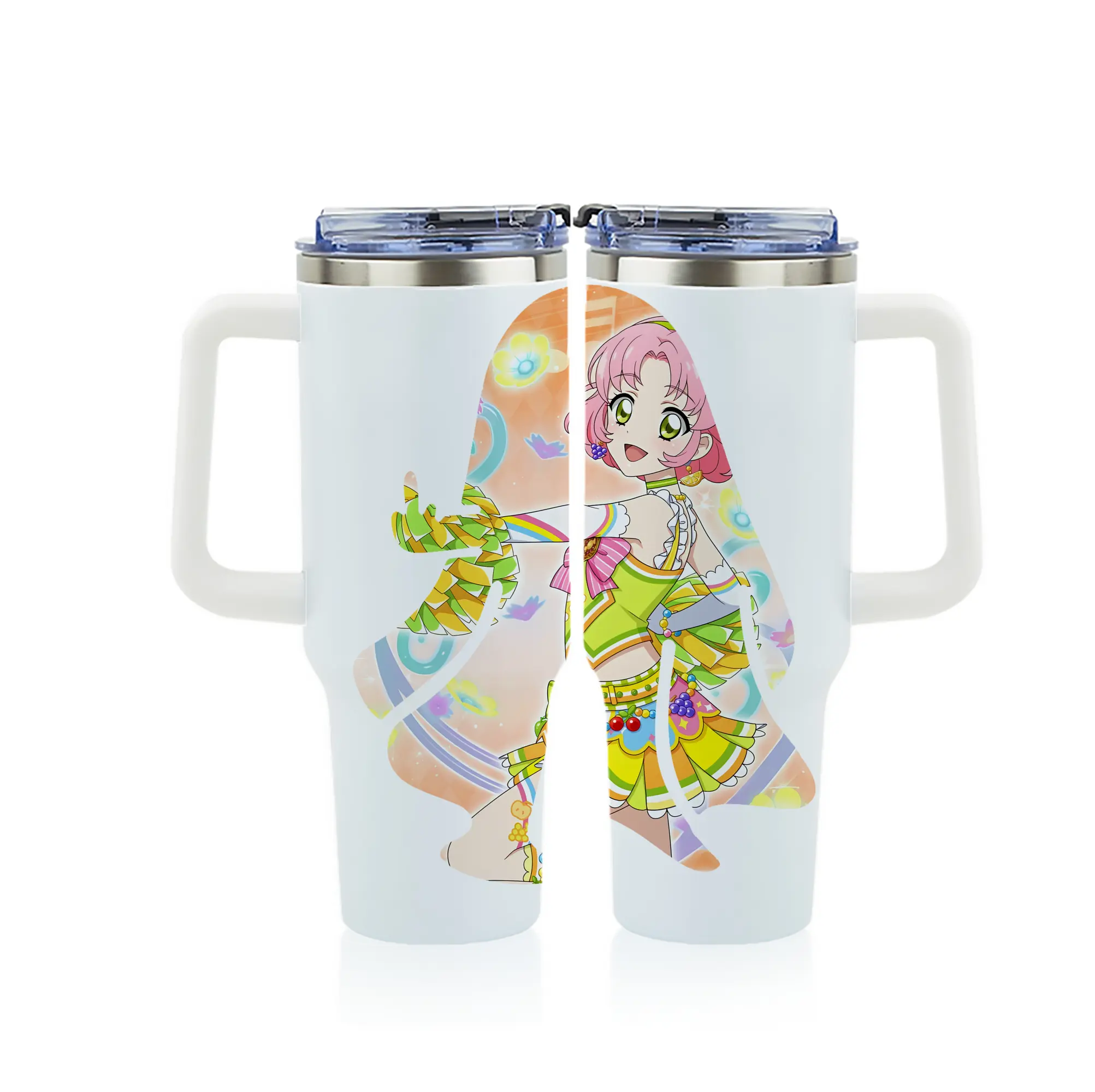 アイカツ グッズ 北大路 さくら - 1200mL フルプリント車用タンブラー ・ 304ステンレス 内側 ・ 201ステンレス 外側 ・ 保温 保冷 ・ 通勤 ドライブ アウトドア用