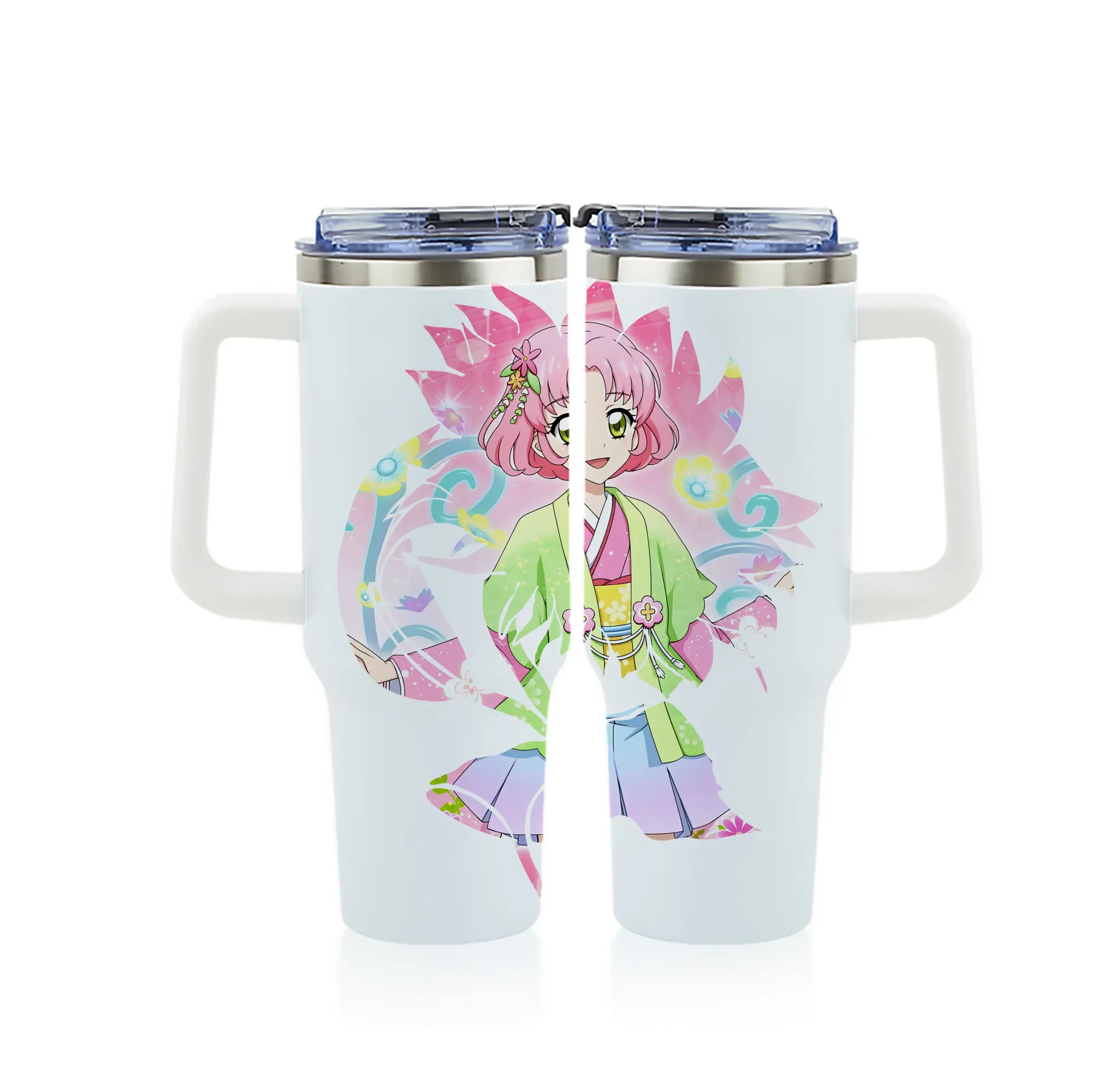 アイカツ グッズ 北大路 さくら - 1200mL フルプリント車用タンブラー ・ 304ステンレス 内側 ・ 201ステンレス 外側 ・ 保温 保冷 ・ 通勤 ドライブ アウトドア用