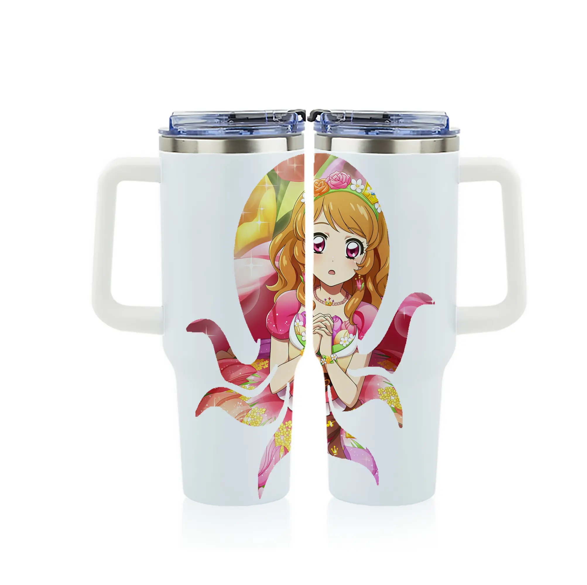 アイカツ グッズ 北大路 さくら - 1200mL フルプリント車用タンブラー ・ 304ステンレス 内側 ・ 201ステンレス 外側 ・ 保温 保冷 ・ 通勤 ドライブ アウトドア用