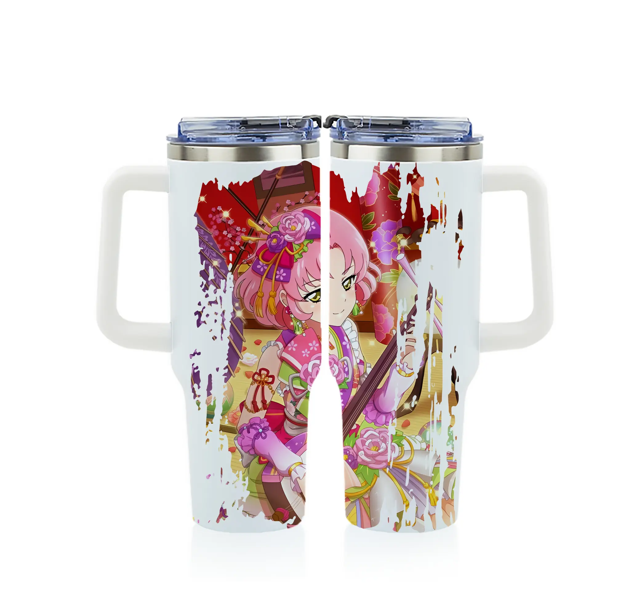 アイカツ グッズ 北大路 さくら - 1200mL フルプリント車用タンブラー ・ 304ステンレス 内側 ・ 201ステンレス 外側 ・ 保温 保冷 ・ 通勤 ドライブ アウトドア用