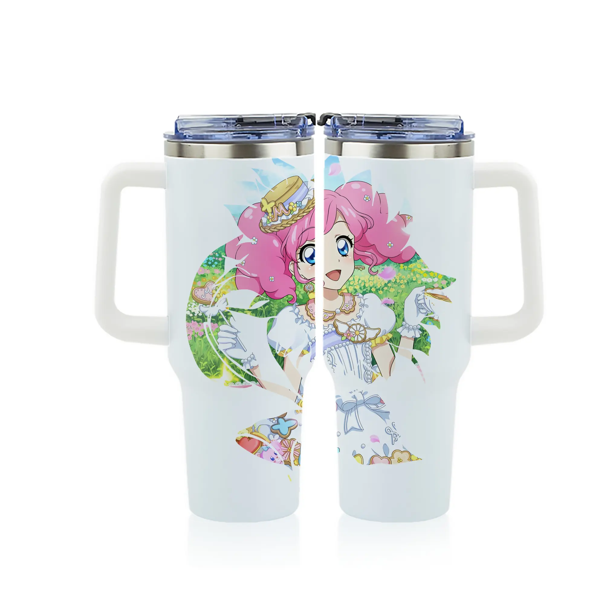 アイカツ グッズ 北大路 さくら - 1200mL フルプリント車用タンブラー ・ 304ステンレス 内側 ・ 201ステンレス 外側 ・ 保温 保冷 ・ 通勤 ドライブ アウトドア用