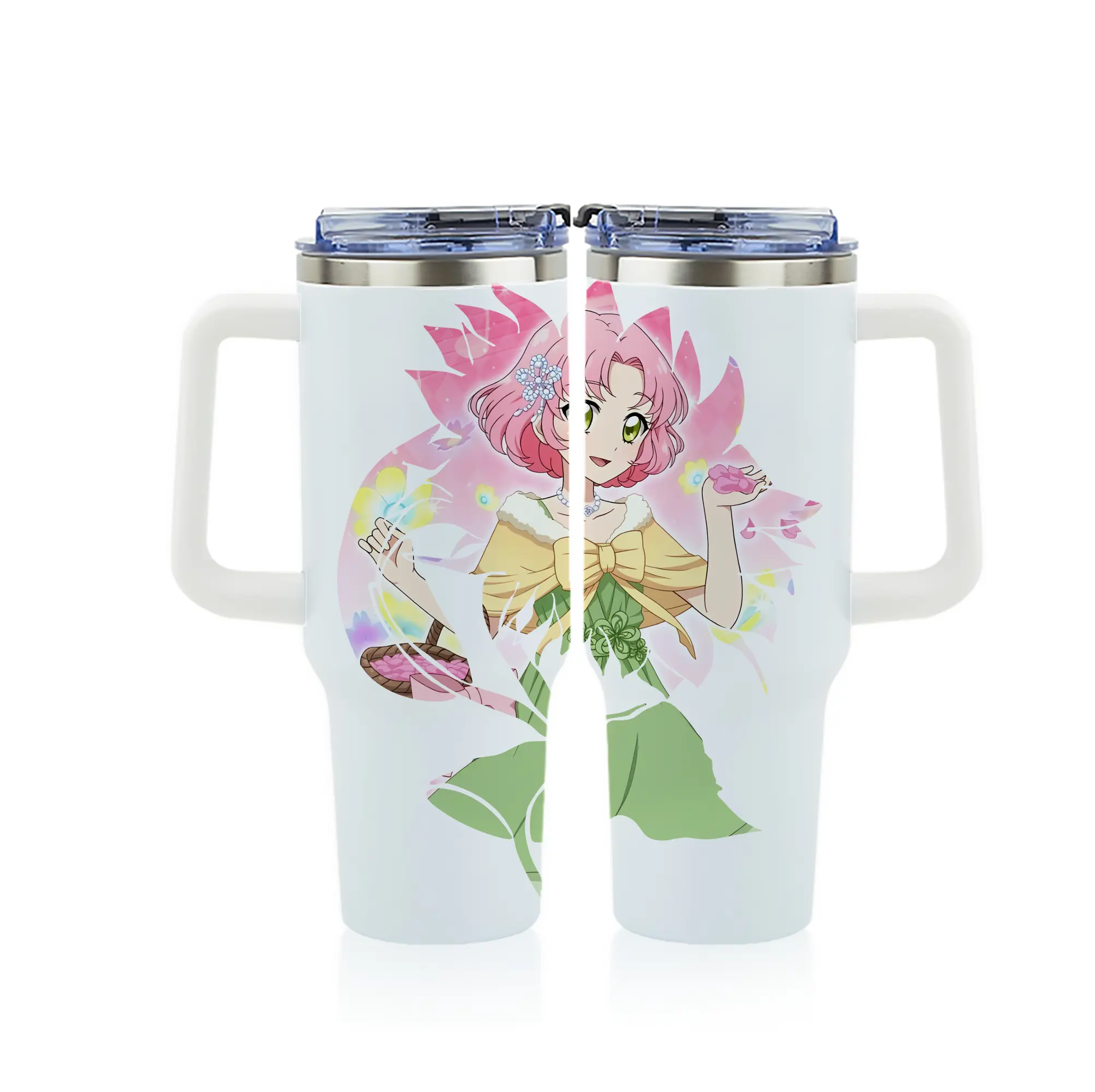 アイカツ グッズ 北大路 さくら - 1200mL フルプリント車用タンブラー ・ 304ステンレス 内側 ・ 201ステンレス 外側 ・ 保温 保冷 ・ 通勤 ドライブ アウトドア用