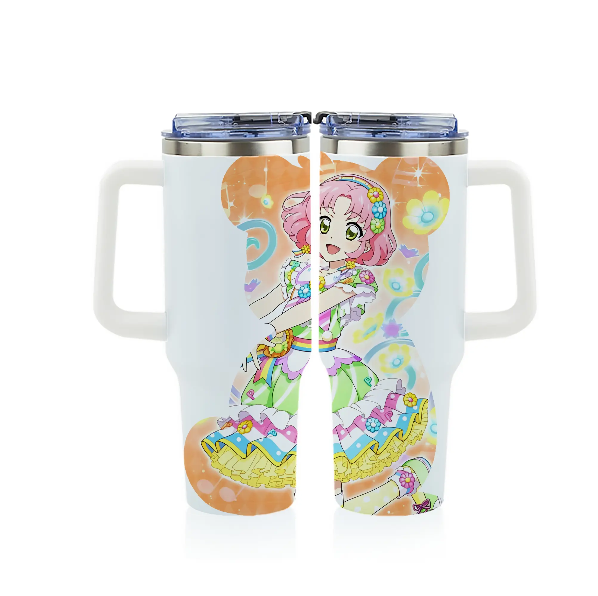 アイカツ グッズ 北大路 さくら - 1200mL フルプリント車用タンブラー ・ 304ステンレス 内側 ・ 201ステンレス 外側 ・ 保温 保冷 ・ 通勤 ドライブ アウトドア用