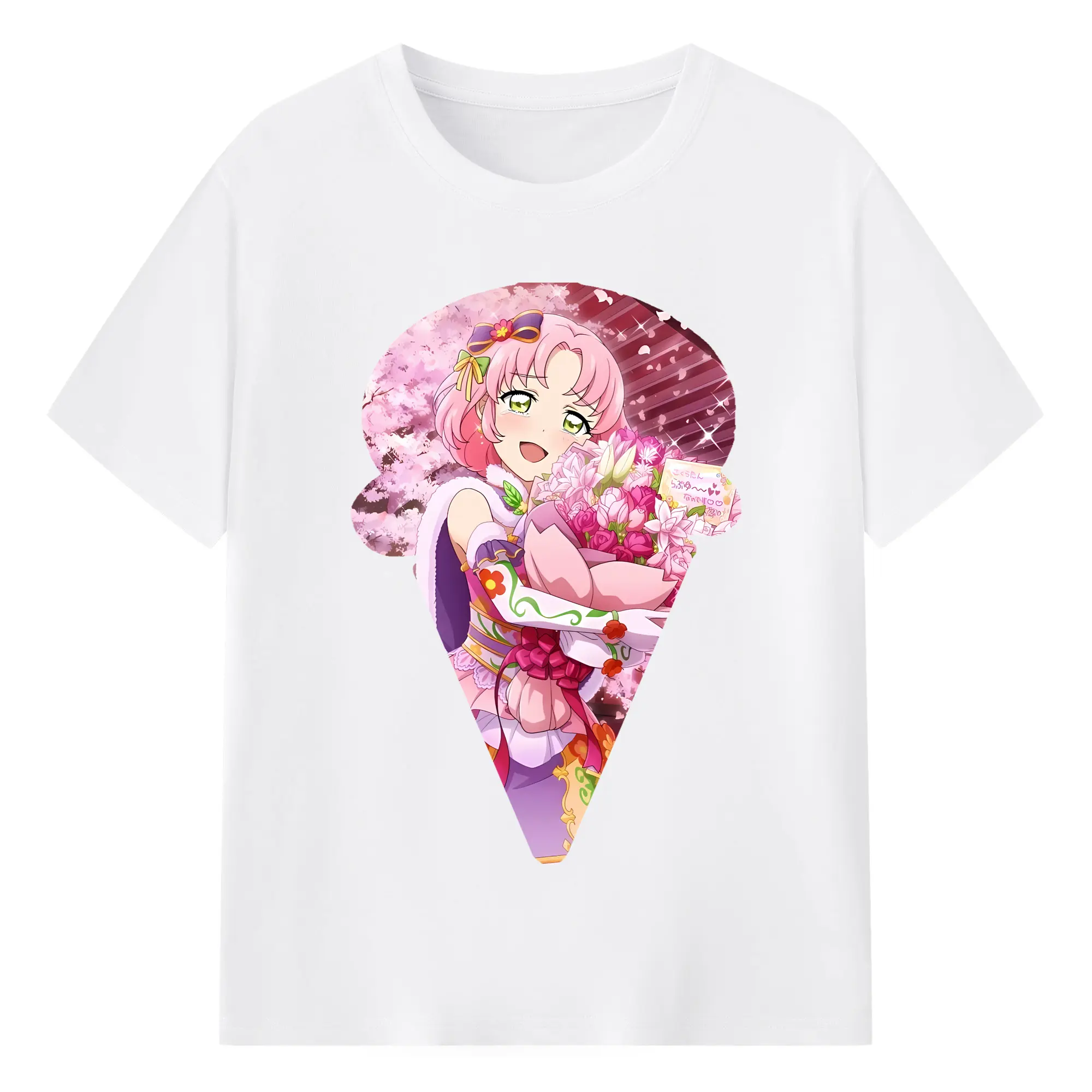 アイカツ グッズ 北大路 さくら - 綿100％ 半袖Tシャツ ・ フロントプリント ・ 快適 通気性 ・ 日常使い 散歩 スポーツ用