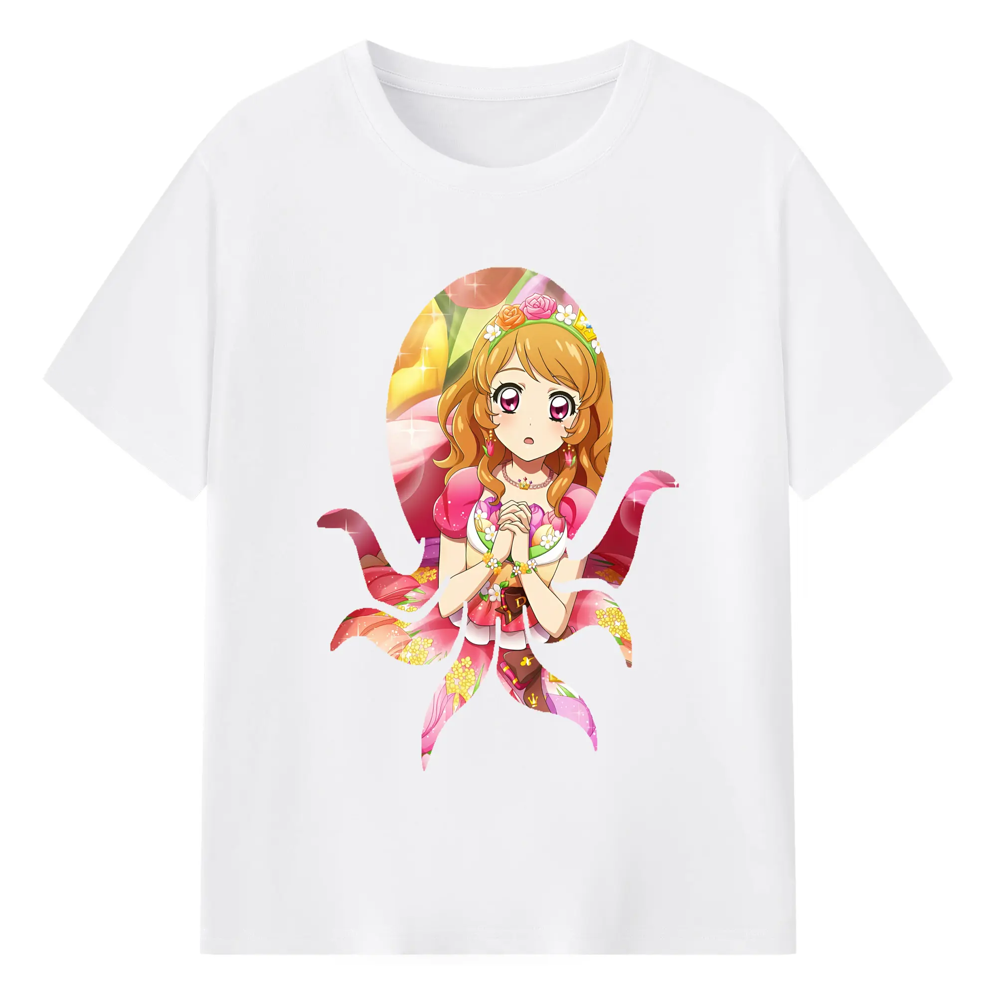 アイカツ グッズ 北大路 さくら - 綿100％ 半袖Tシャツ ・ フロントプリント ・ 快適 通気性 ・ 日常使い 散歩 スポーツ用