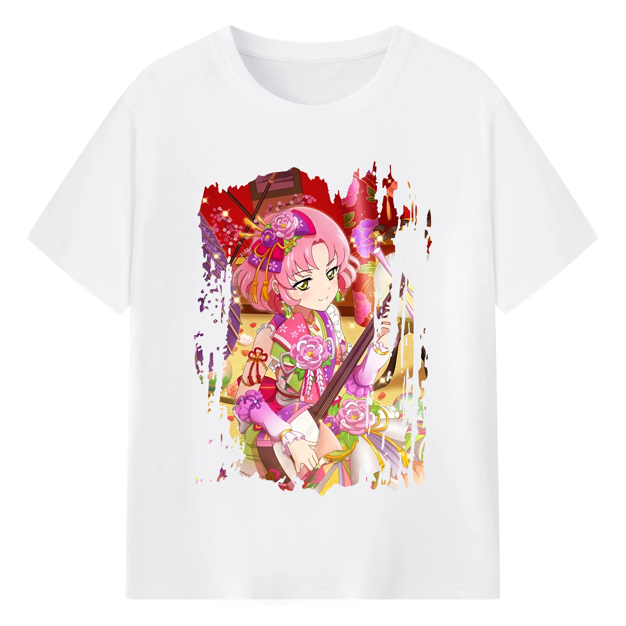 アイカツ グッズ 北大路 さくら - 綿100％ 半袖Tシャツ ・ フロントプリント ・ 快適 通気性 ・ 日常使い 散歩 スポーツ用