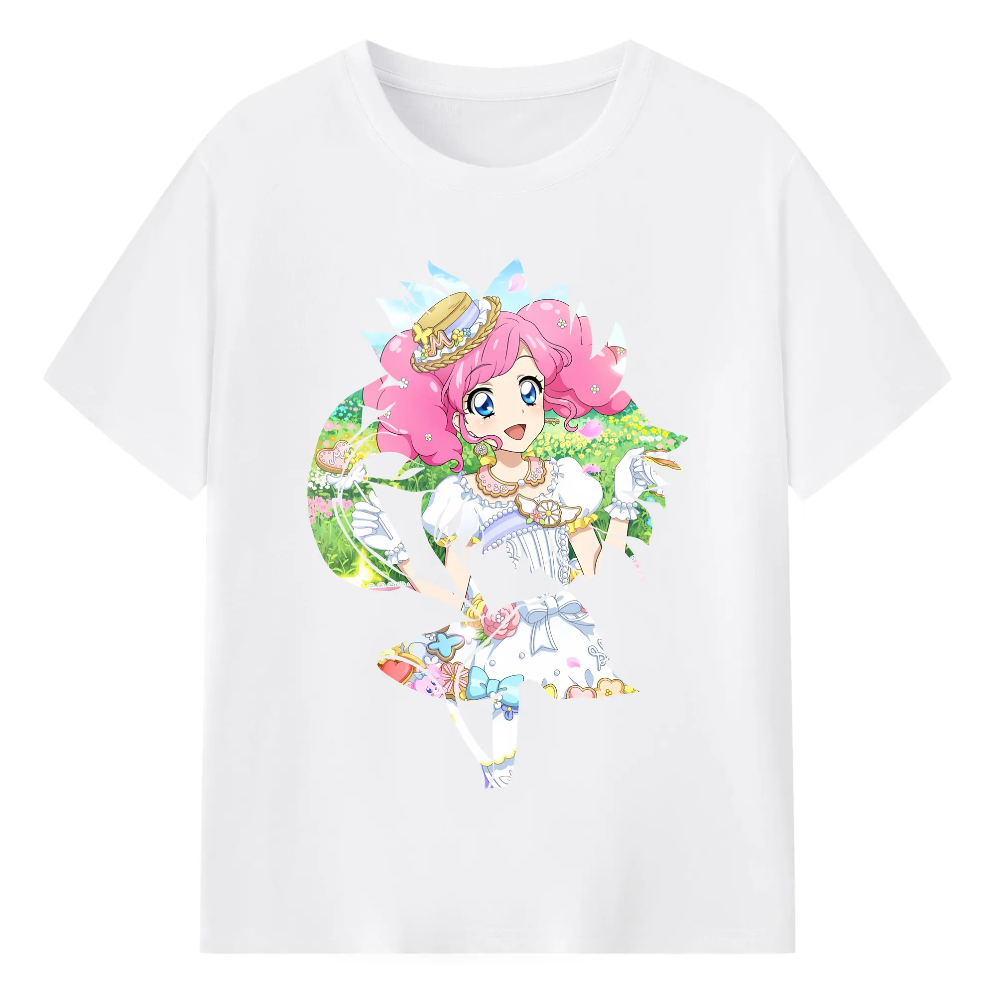 アイカツ グッズ 北大路 さくら - 綿100％ 半袖Tシャツ ・ フロントプリント ・ 快適 通気性 ・ 日常使い 散歩 スポーツ用