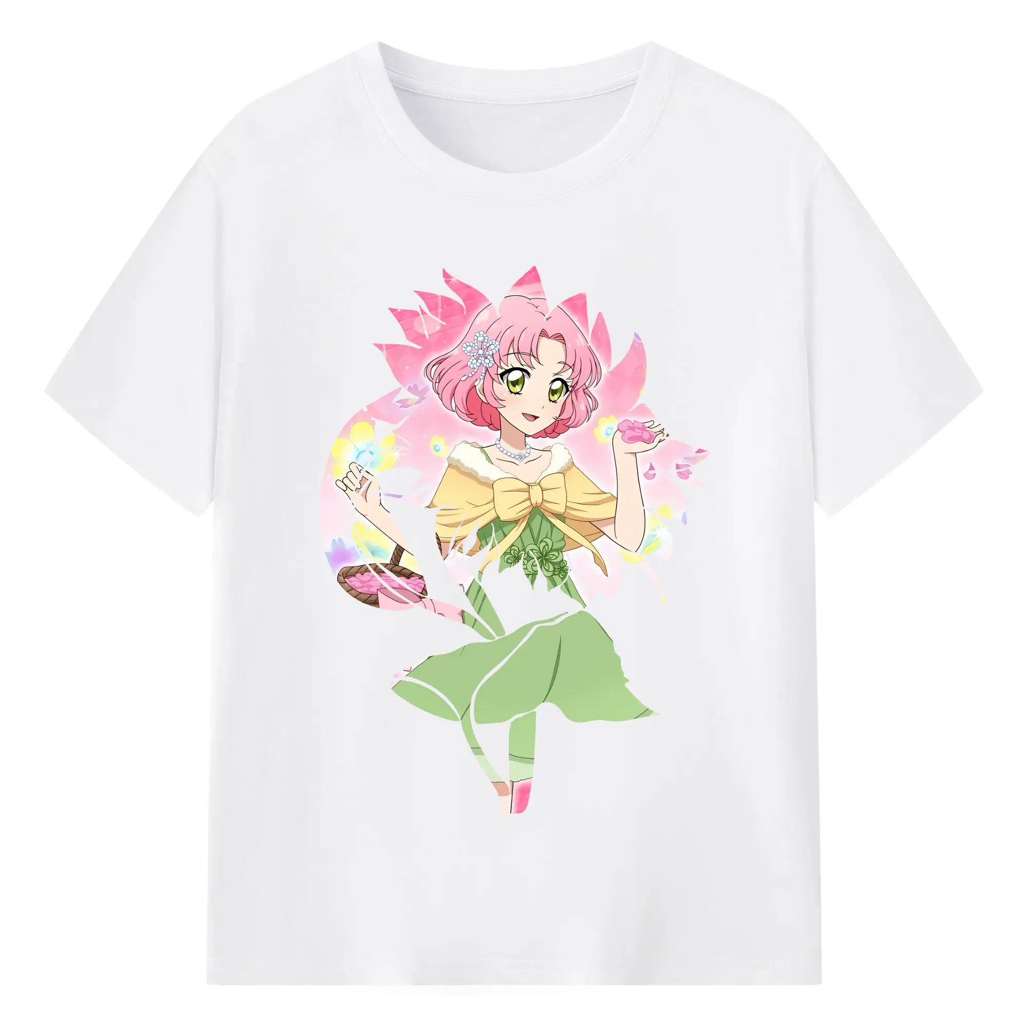 アイカツ グッズ 北大路 さくら - 綿100％ 半袖Tシャツ ・ フロントプリント ・ 快適 通気性 ・ 日常使い 散歩 スポーツ用
