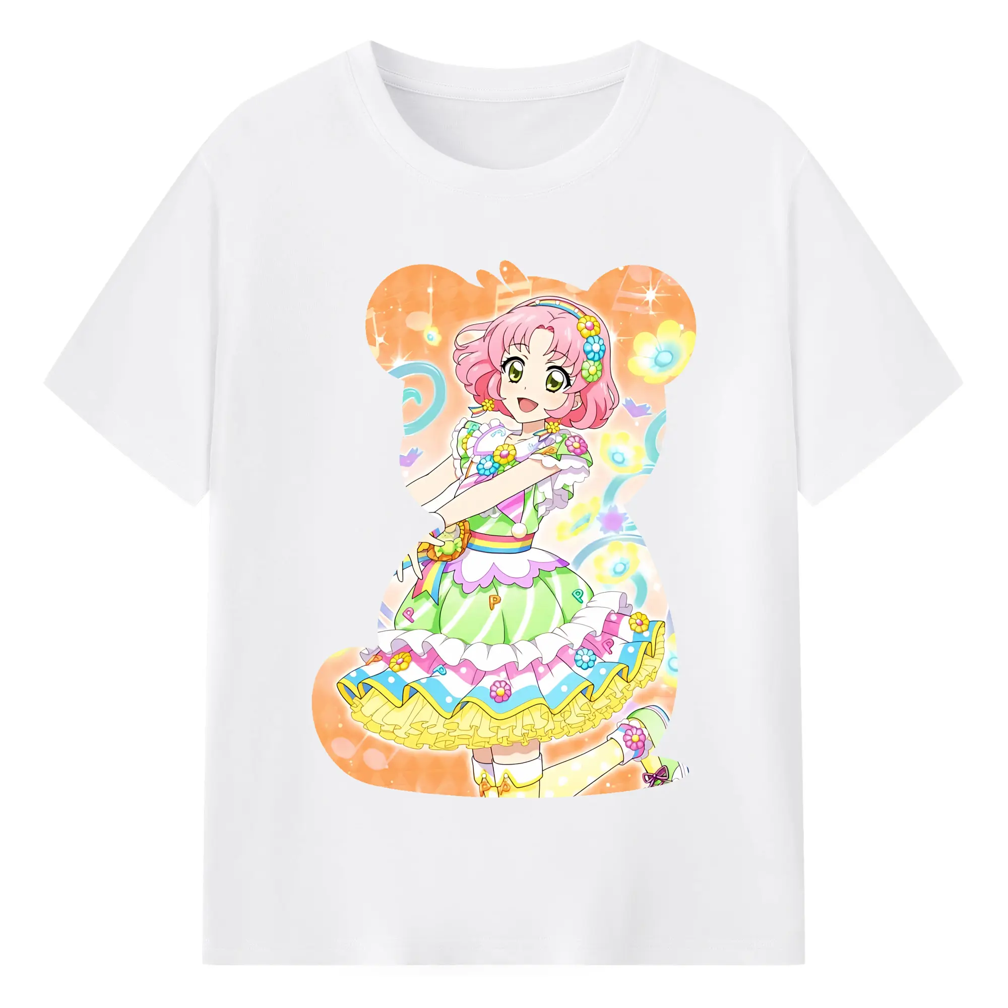 アイカツ グッズ 北大路 さくら - 綿100％ 半袖Tシャツ ・ フロントプリント ・ 快適 通気性 ・ 日常使い 散歩 スポーツ用